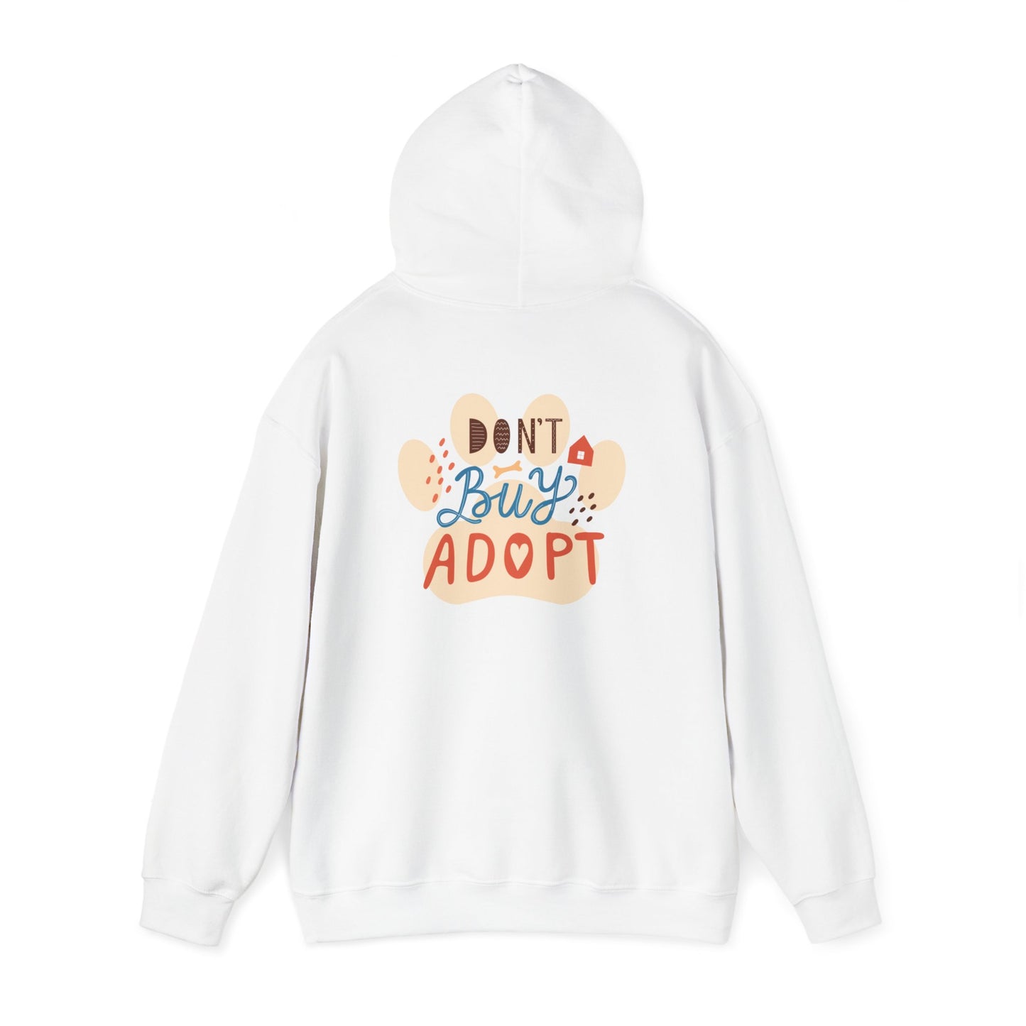 Unisex Heavy Blend™ Hooded Sweatshirt Adult/Teen Activewear Dont Buy Adopt on Back Tan Mastiff on Back