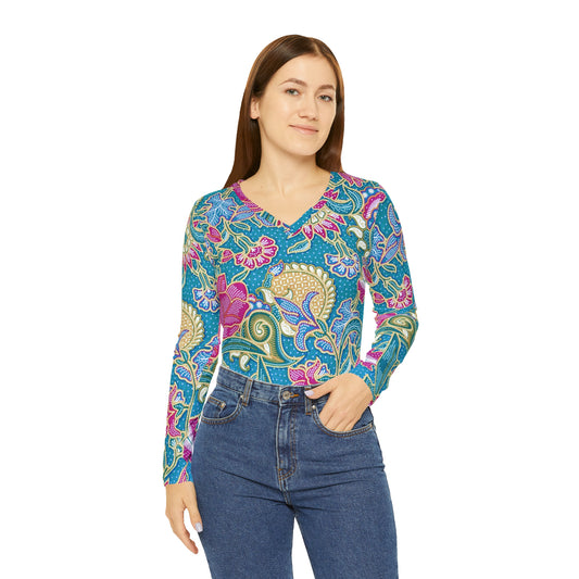 Women's Long Sleeve V-neck Shirt (AOP)