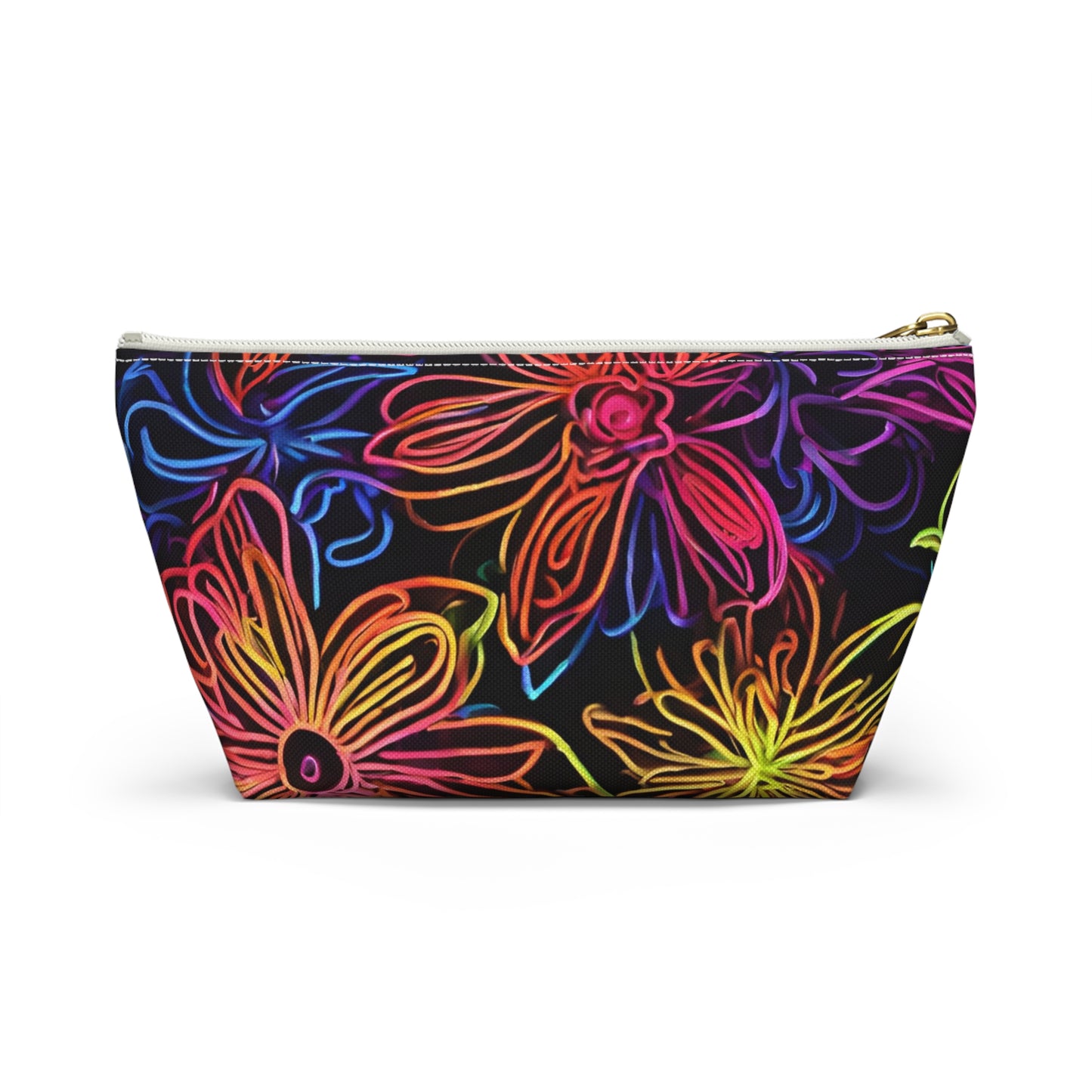 Accessory Pouch w T-bottom Adult/Teens Unisex Bright Pink Yellow Blue Purple Flower Pattern Customizable tiffany.trillo@icloud.com