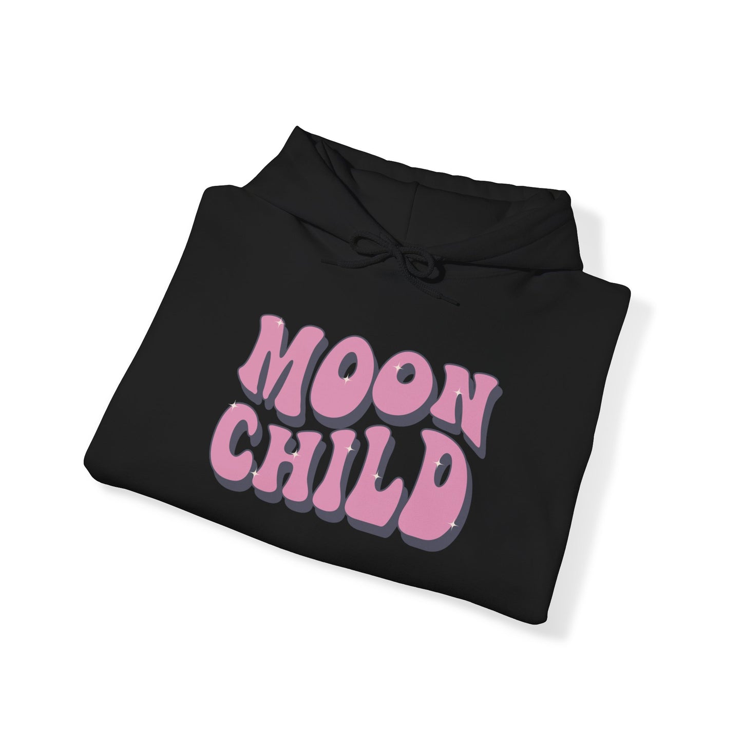 Unisex Heavy Blend™ Hooded Sweatshirt Adult/Teen Activewear Moon Child in Pink Writing Positive Vibes