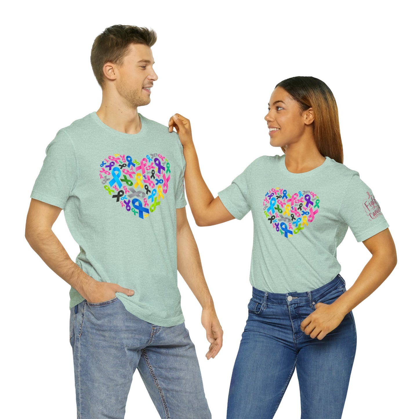 Unisex Jersey Short Sleeve Tee Adult/Teen Activewear Blue Ribbon for Child Abuse Yellow Ribbon for Child Cancer Purple Ribbon for Domestic Violence and Pink for Breast Cancer Awareness