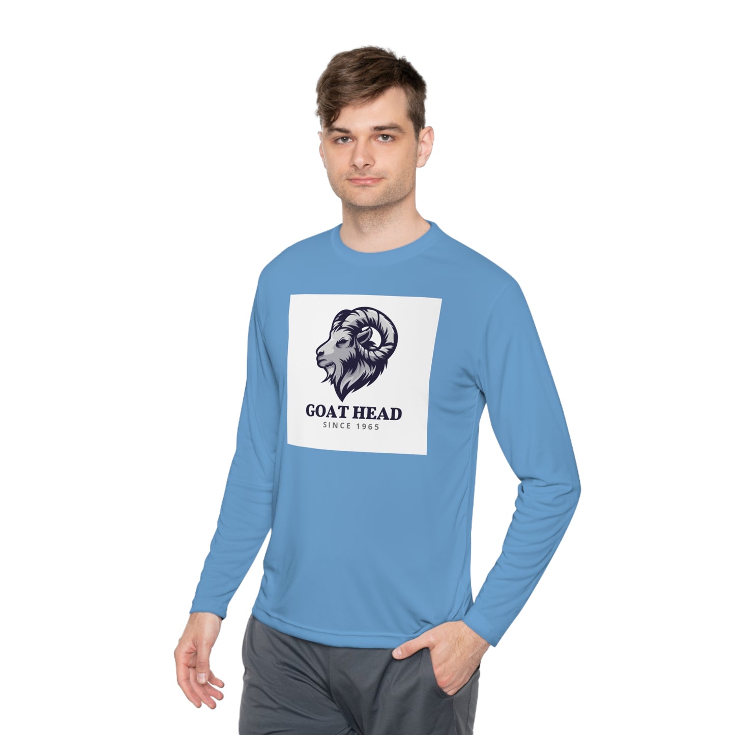 Unisex Lightweight Long Sleeve Tee Adult/Teen College Long Sleeve with a Goat Head