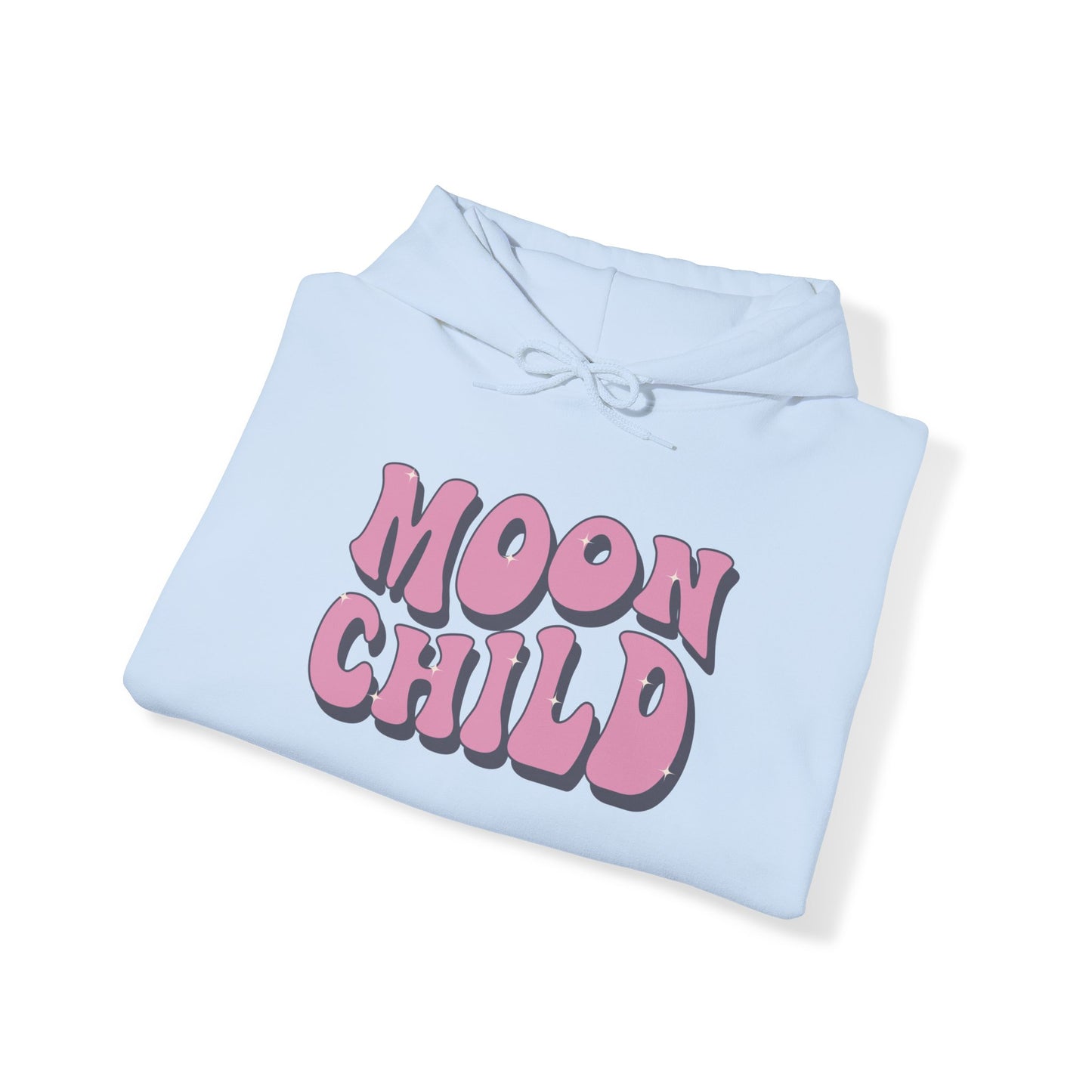 Unisex Heavy Blend™ Hooded Sweatshirt Adult/Teen Activewear Moon Child in Pink Writing Positive Vibes