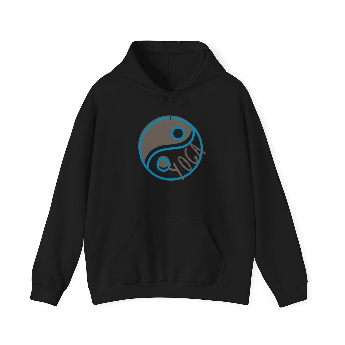 Unisex Heavy Blend™ Hooded Sweatshirt ADULT/TEEN ACTIVEWEAR YOGA IN TEAL & LIGHT BROWN YING-YANG