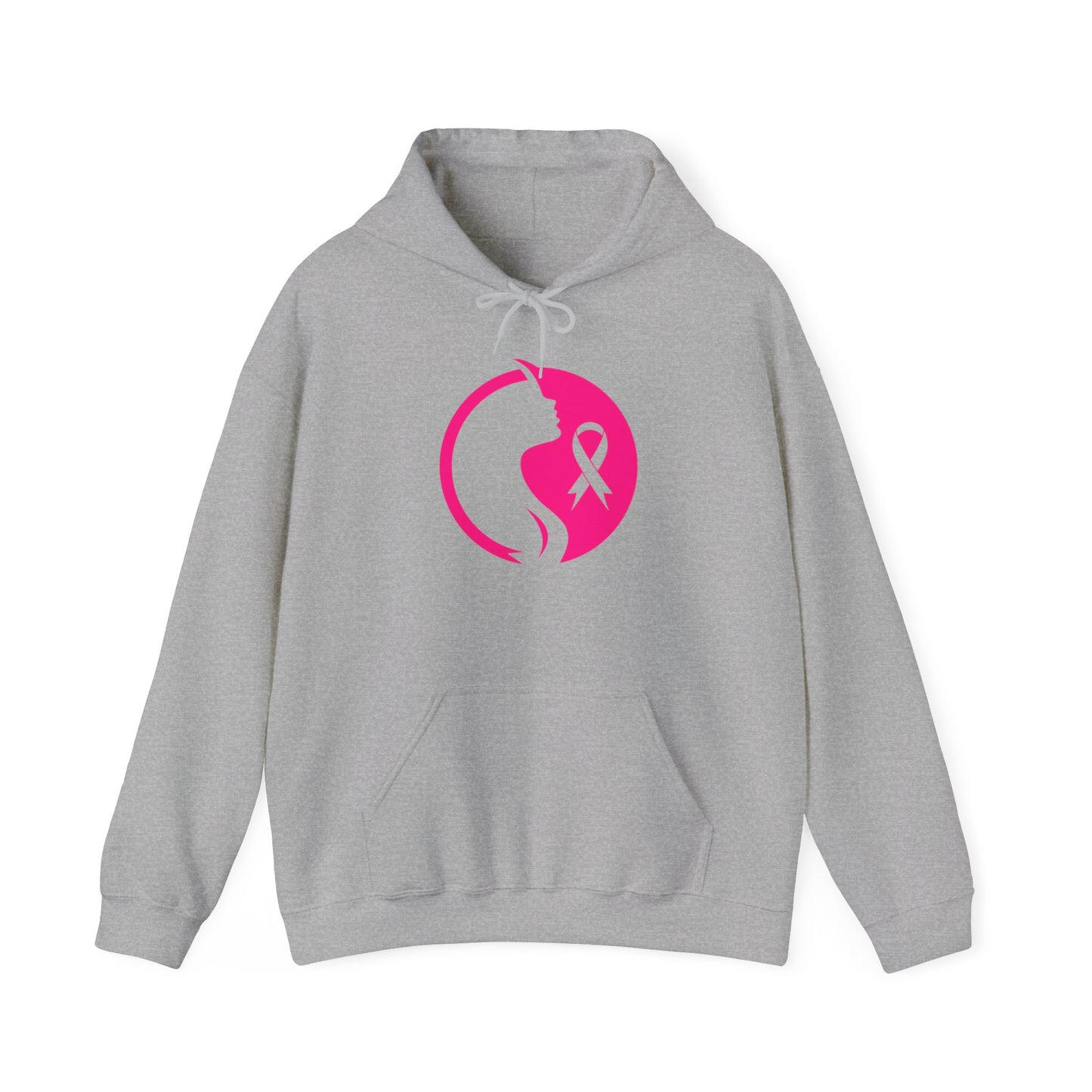 Unisex Heavy Blend™ Hooded Sweatshirt ADULT/TEEN ACTIVEWEAR BREAST CASNCER AWARENESS RIBBON PINK WITH WOMAN SILHOUETTE DEDICATED TO BRANDY PEW