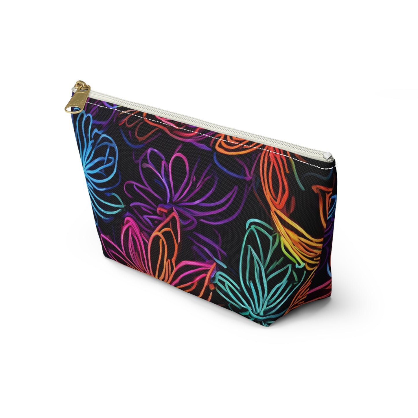 Accessory Pouch w T-bottom Adult/Teens Unisex Bright Pink Yellow Blue Purple Flower Pattern Customizable tiffany.trillo@icloud.com