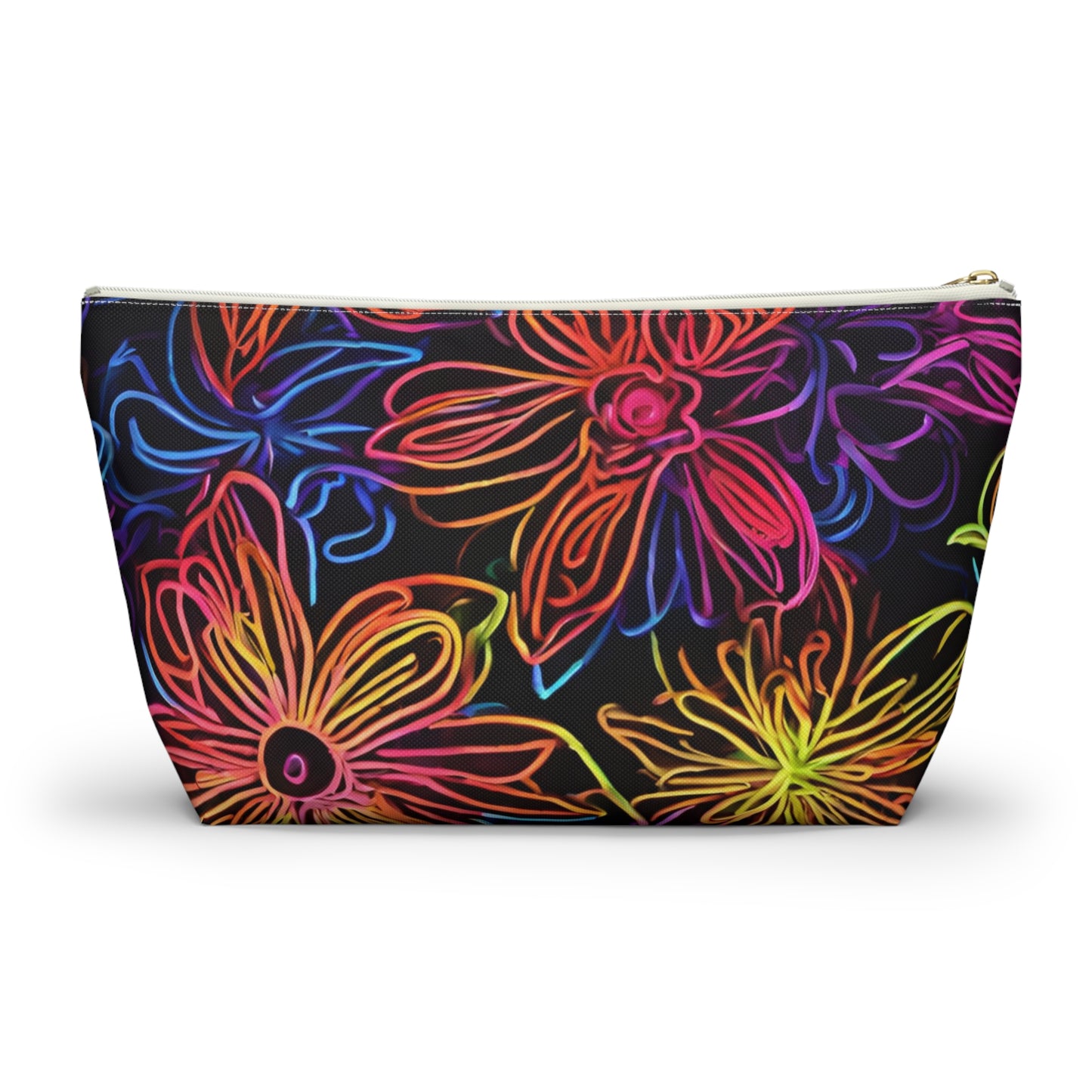 Accessory Pouch w T-bottom Adult/Teens Unisex Bright Pink Yellow Blue Purple Flower Pattern Customizable tiffany.trillo@icloud.com