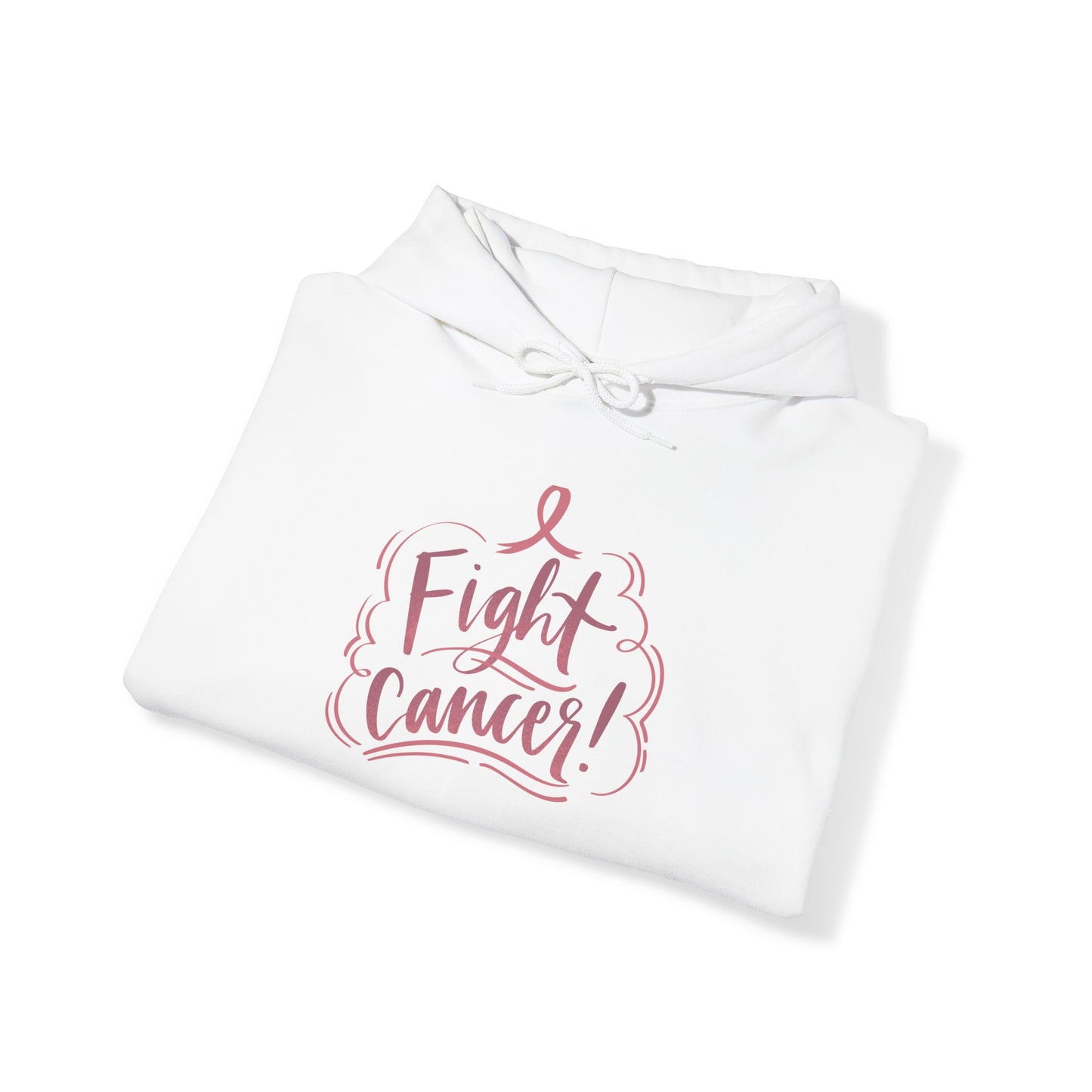 Unisex Heavy Blend™ Hooded Sweatshirt Adult/Teen Activewear fight Cancer Awareness in Pink Writing with Pink Ribbon