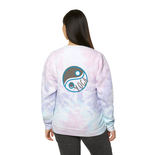 Unisex Tie-Dye Sweatshirt  CREWNECK ADULT/TEEN ACTIVEWEAR YIN-YANG = BALANCE AND HARMONY YOGA GREYISH/BROWN AND BLUE IN COLOR