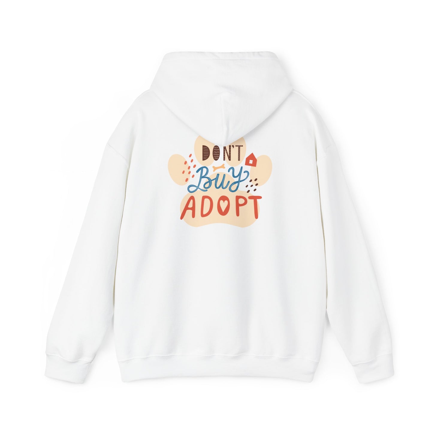 Unisex Heavy Blend™ Hooded Sweatshirt Adult/Teen Activewear Dont Buy Adopt on Back Tan Mastiff on Back