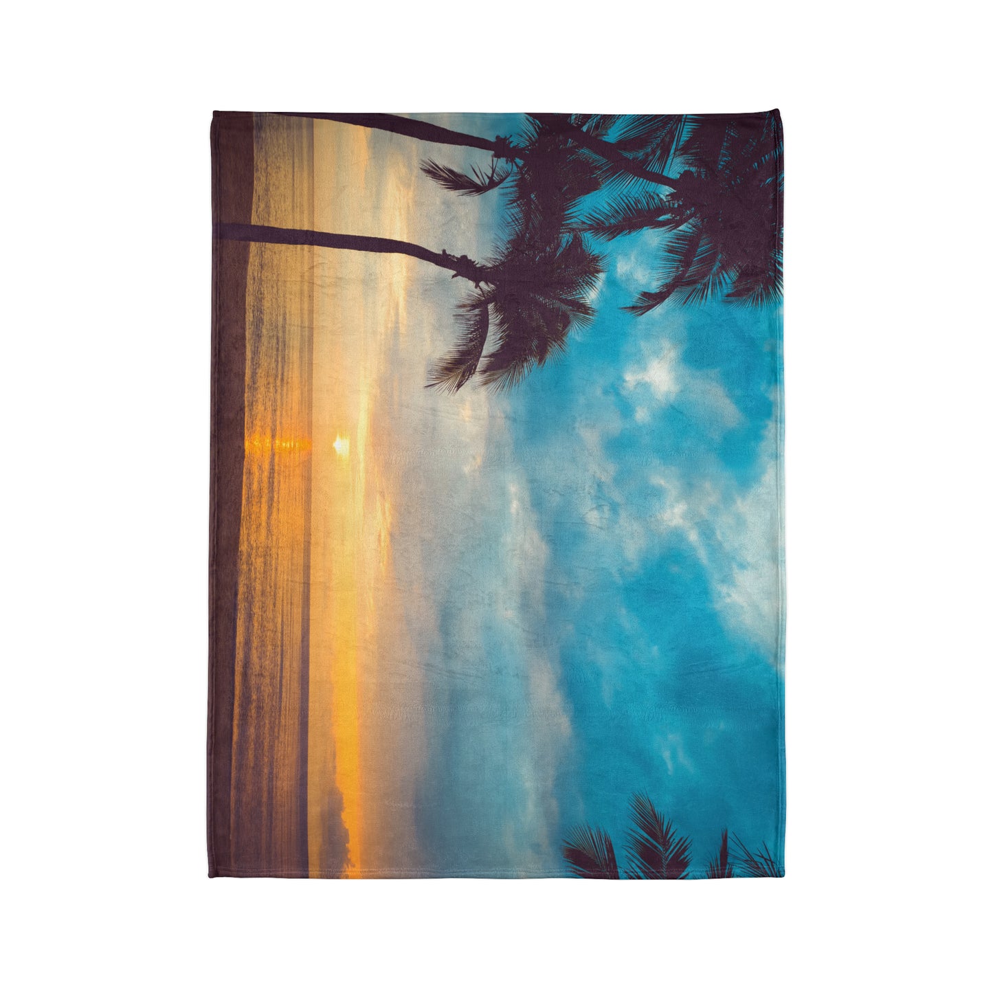 Soft Polyester Blanket Adult/Teen Sunset With Palm Trees Customizable Call 603-377-1833