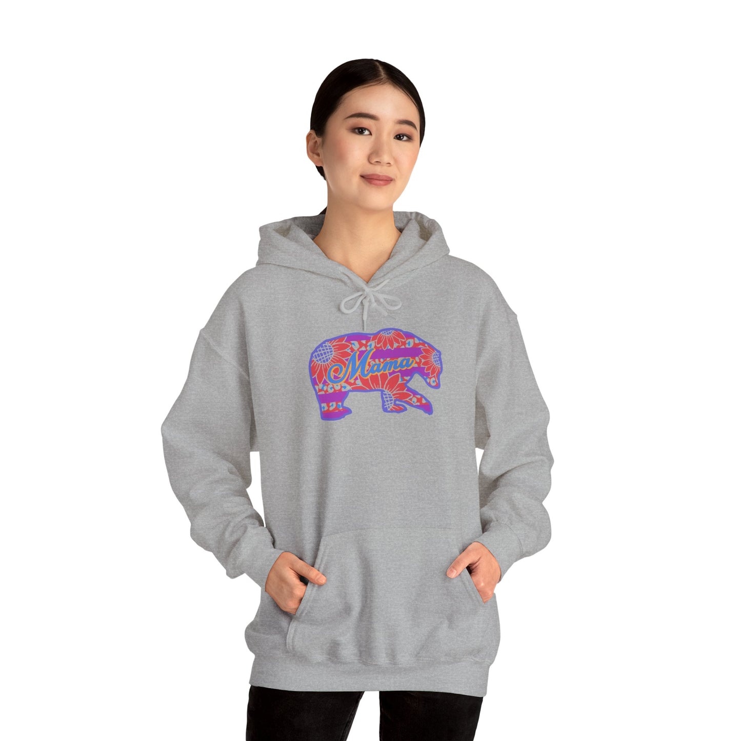 Unisex Heavy Blend™ Hooded Sweatshirt Adult Activewear Mama Bear Purple Bright Pink