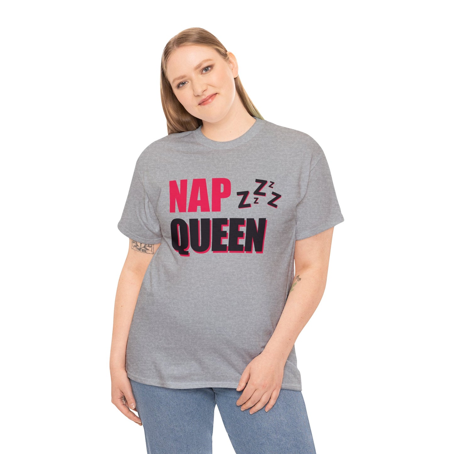 Unisex Heavy Cotton Tee Adult/Teen Activewear Nap Queen In Black Writing  Customizable Call 603-377-1833