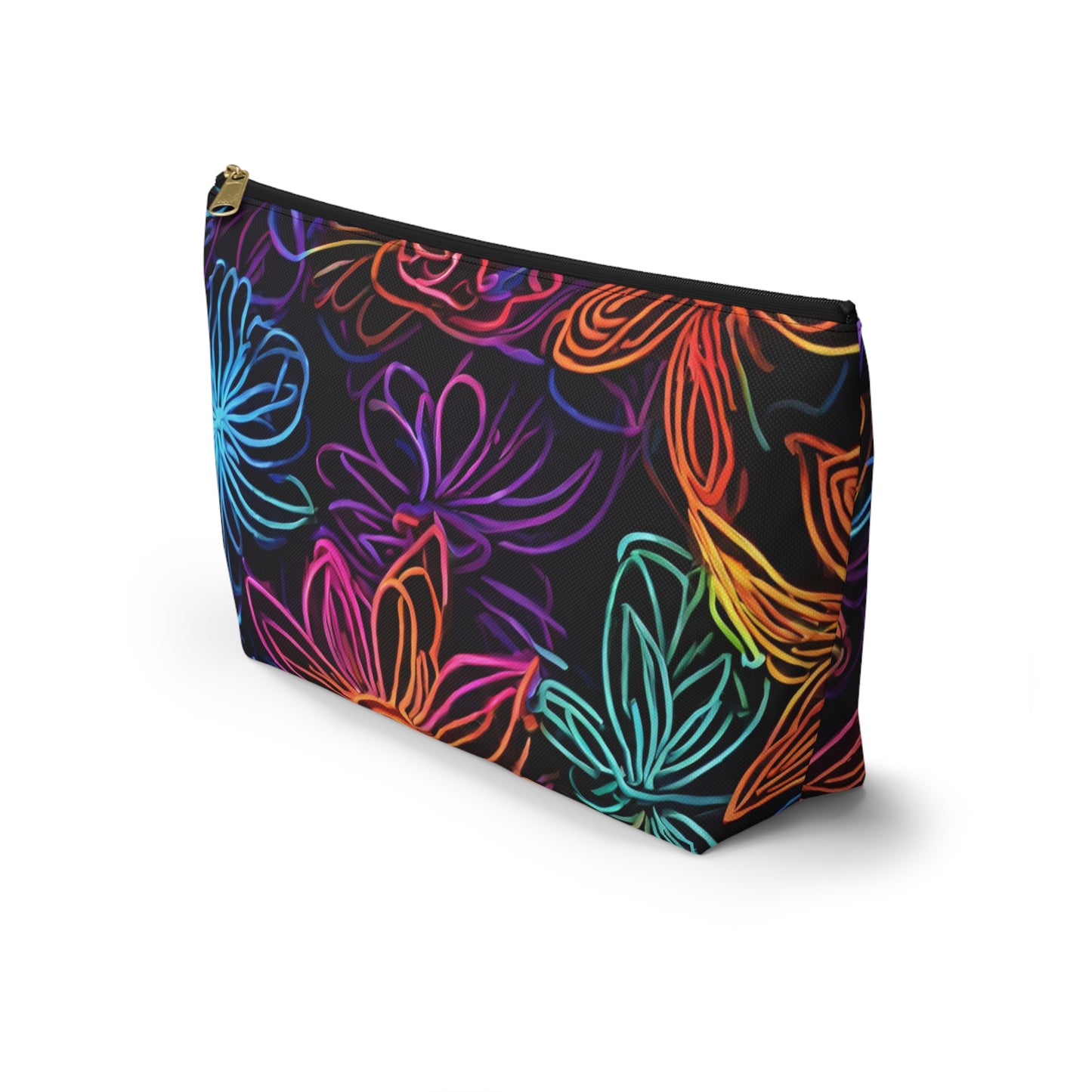 Accessory Pouch w T-bottom Adult/Teens Unisex Bright Pink Yellow Blue Purple Flower Pattern Customizable tiffany.trillo@icloud.com