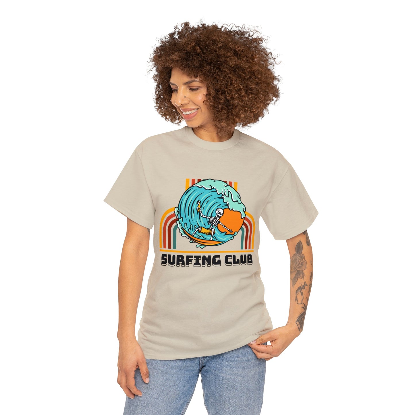 Unisex Heavy Cotton Tee adult/Teen Surfing Club Shirt Comes In Many Colors