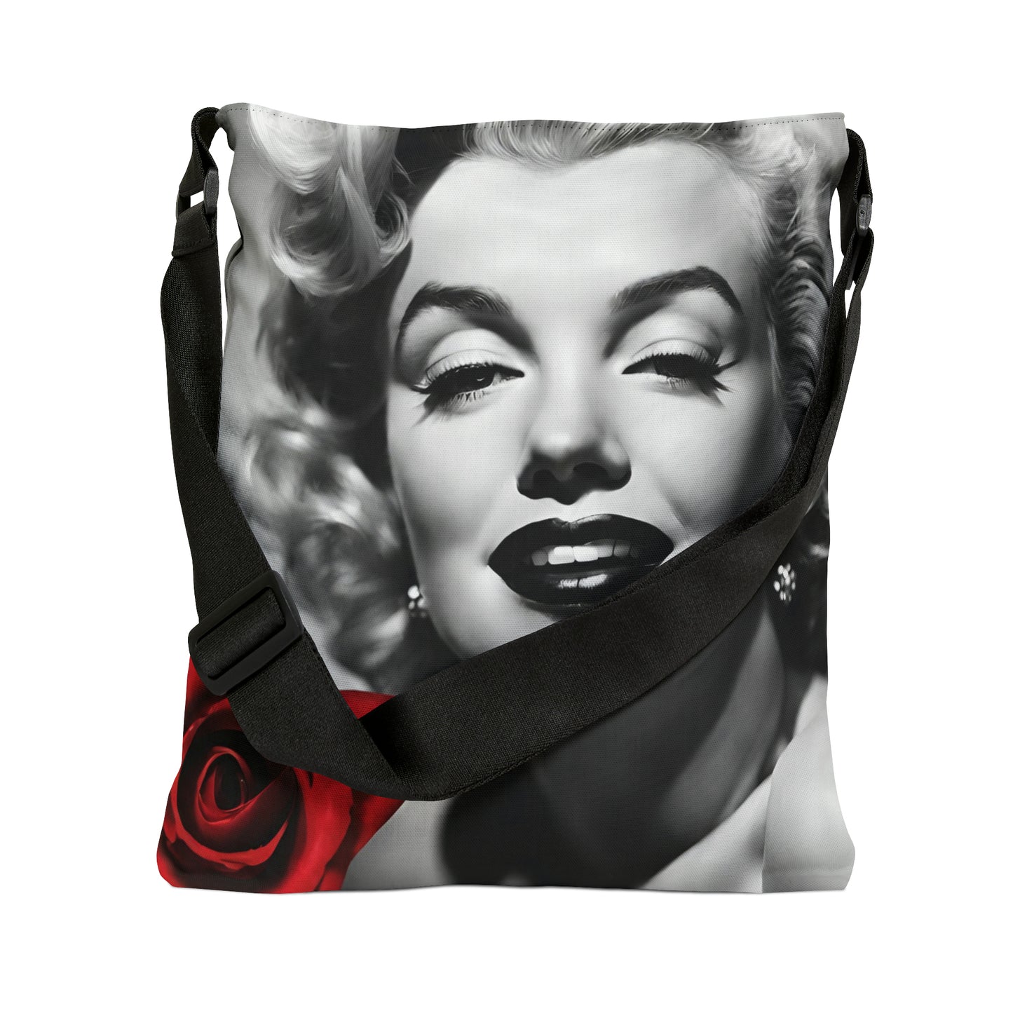 Adjustable Tote Bag (AOP) Adult Unisex Accessories Marilyn Monroe With  Red Rose