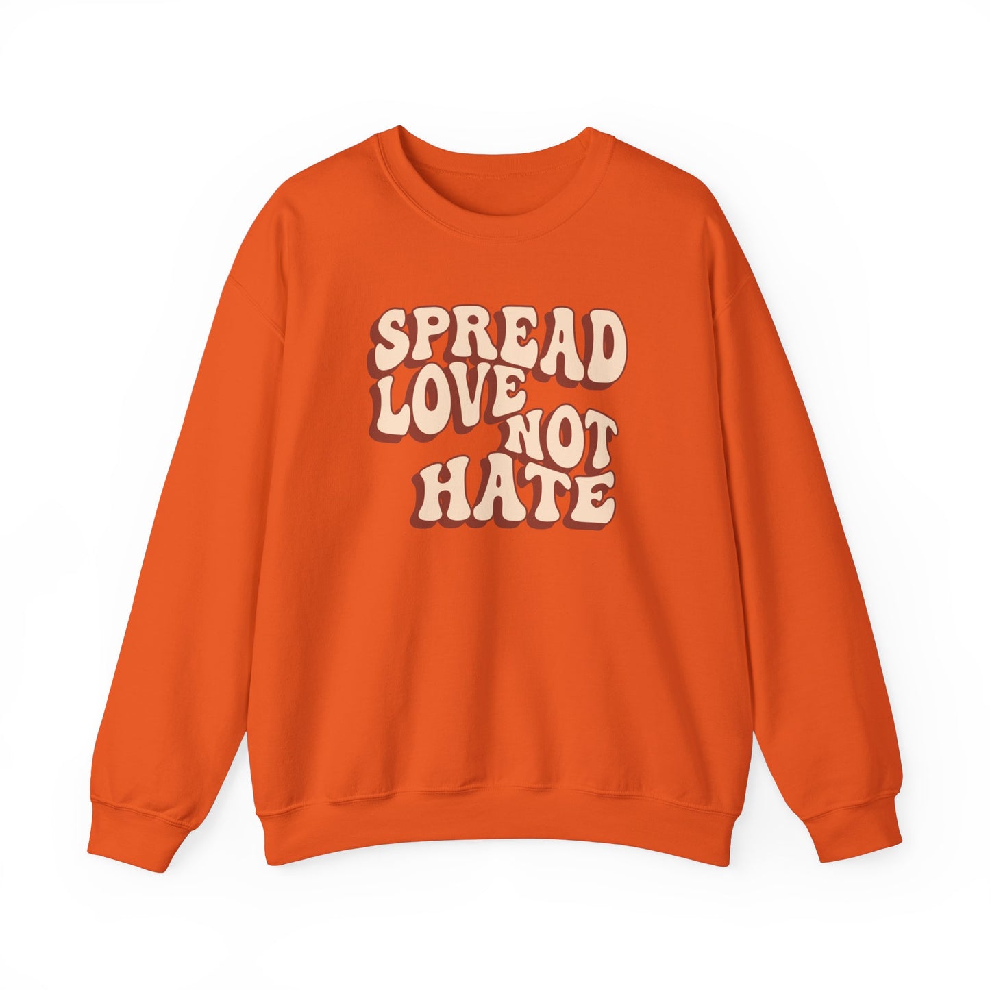 Unisex Heavy Blend™ Crewneck Sweatshirt Adult/Teen Activewear Spread Love Not Hate Colors Tan And Light Brown