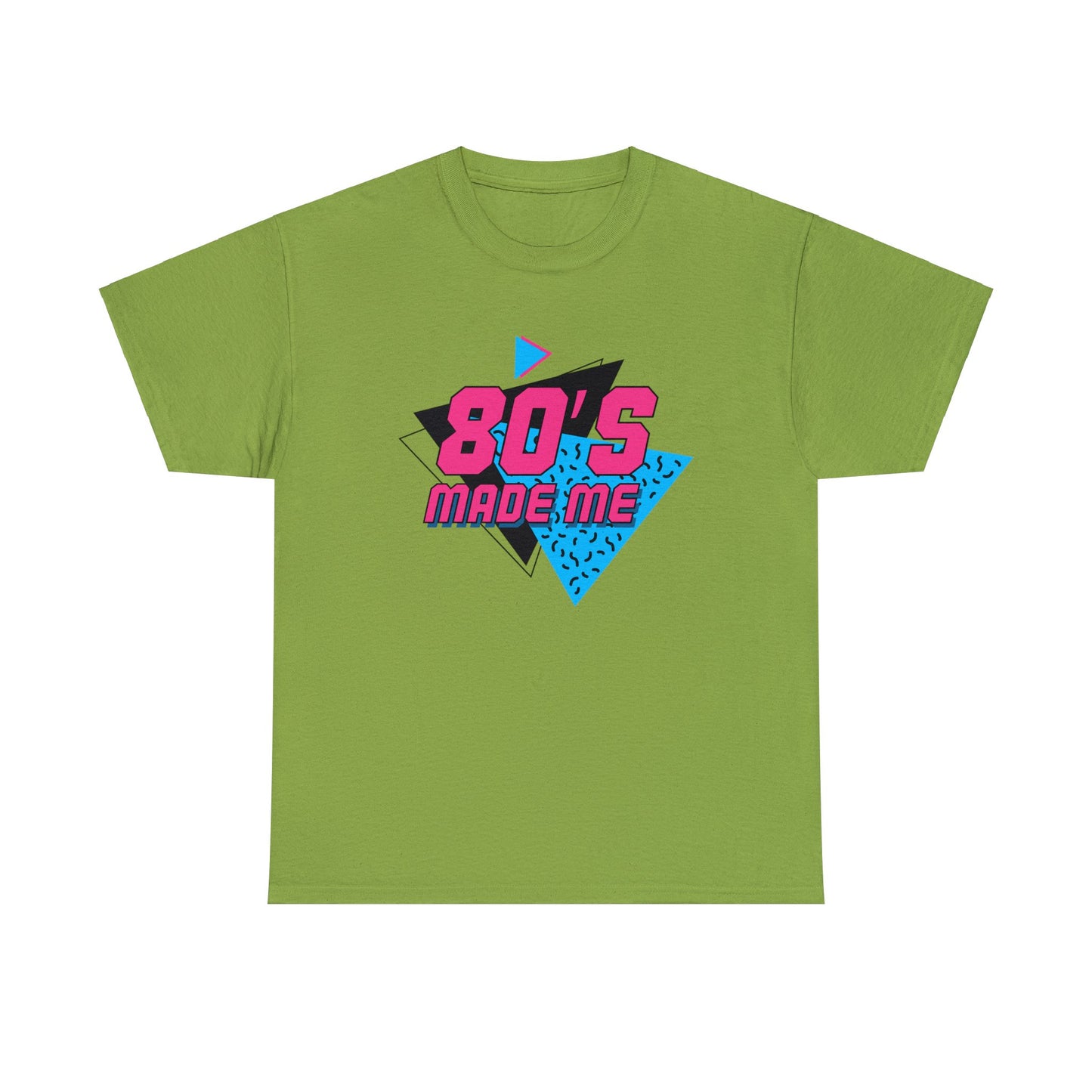 Unisex Heavy Cotton Tee Adult Activewear 80's Made Me In Blue and Hot Pink Shirt Comes In Many Colors