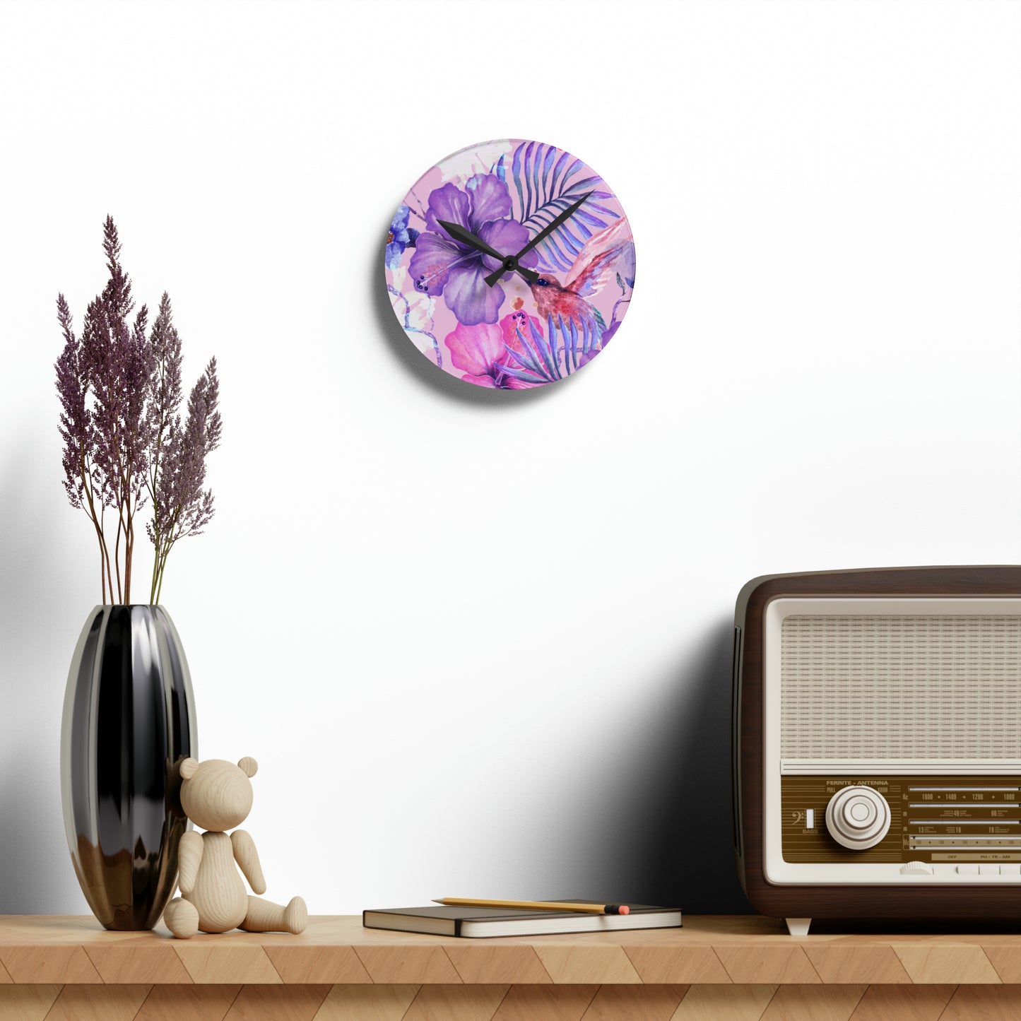 Acrylic Wall Clock Has Matching Bedroom Sets Sold Separate, Choose Your Own Image Free of Charge Call 1-603-377-1833