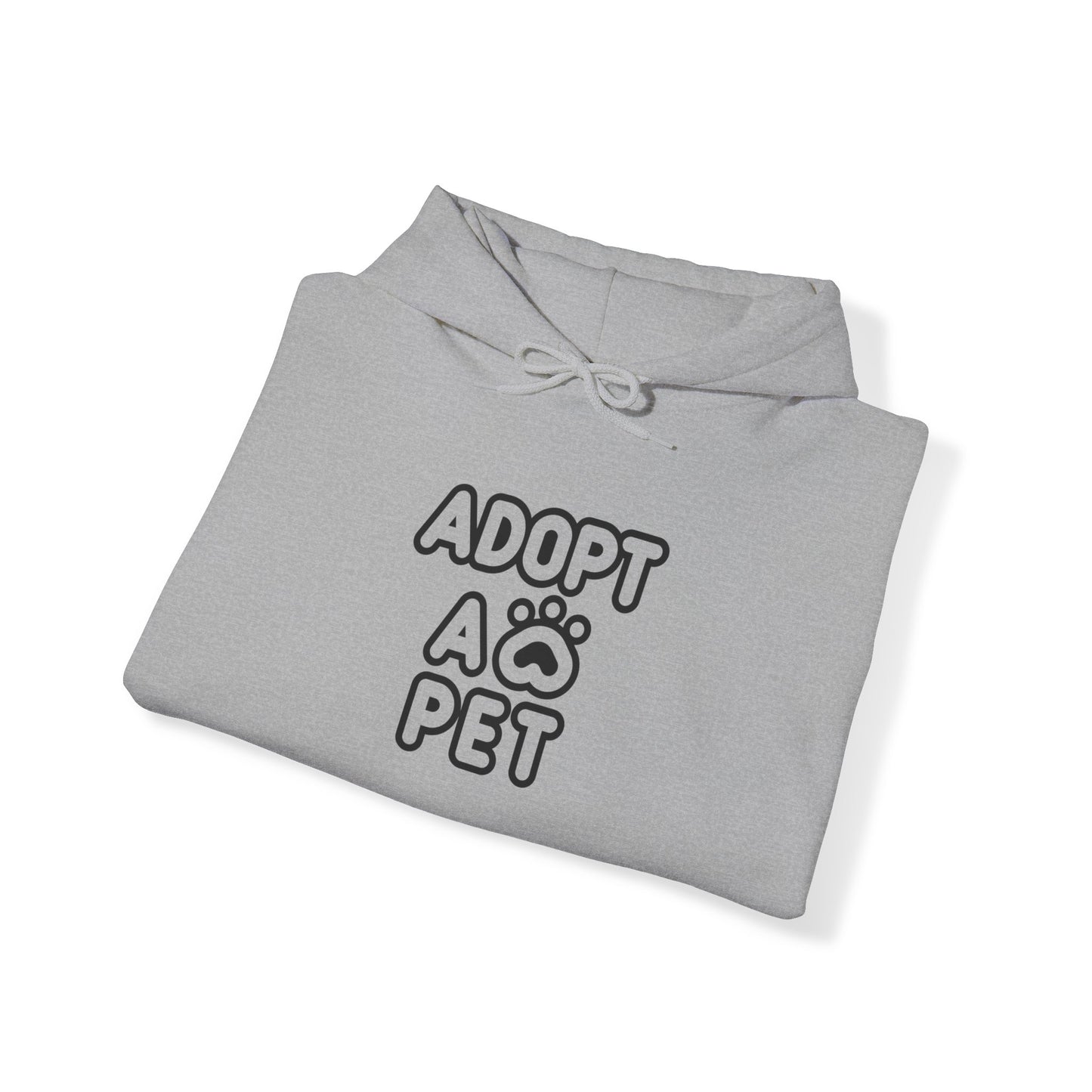 Unisex Heavy Blend™ Hooded Sweatshirt Adult/Teen Activewear Adopt A Pet On Front Black Outline Of Dog on Back