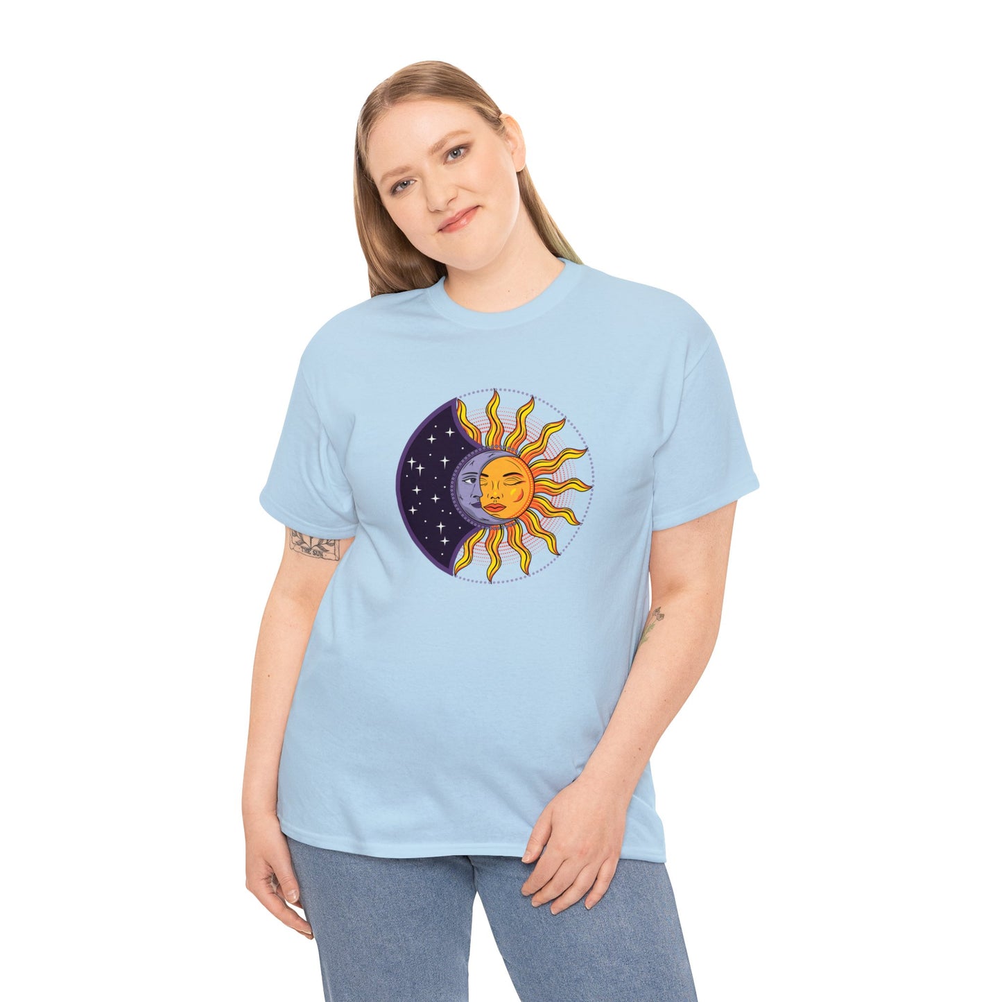 Unisex Heavy Cotton Tee Adult/Teen Activewear Sun and Moon Shirt Comes In Many Colors