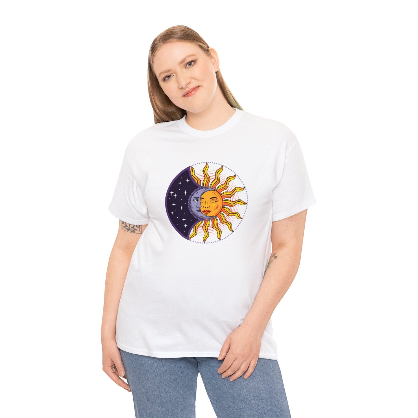 Unisex Heavy Cotton Tee Adult/Teen Activewear Sun and Moon Shirt Comes In Many Colors