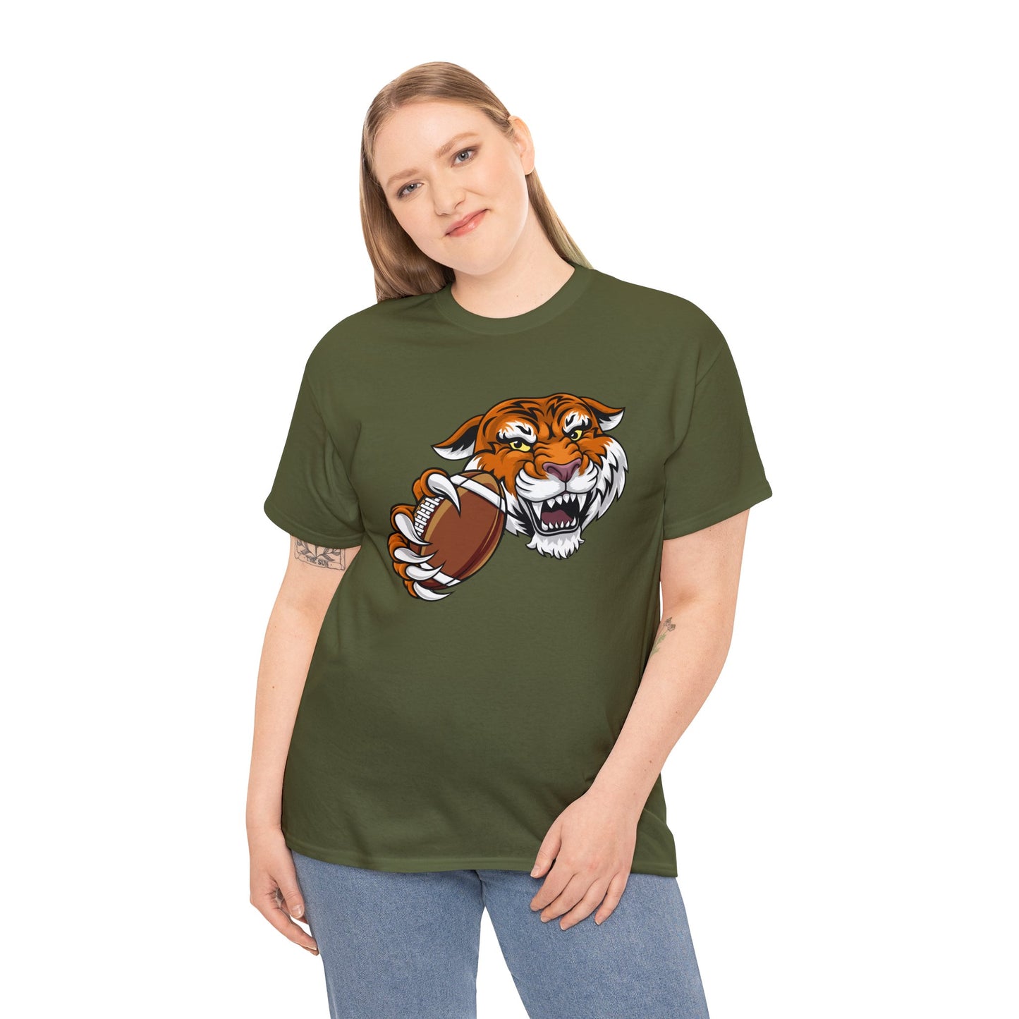 Unisex Heavy Cotton Tee Adult/Teen Activewear Tiger's Football Tea Generic Team Shirt Comes In Many Colors