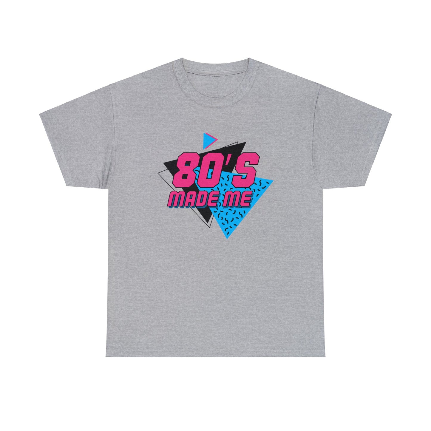 Unisex Heavy Cotton Tee Adult Activewear 80's Made Me In Blue and Hot Pink Shirt Comes In Many Colors