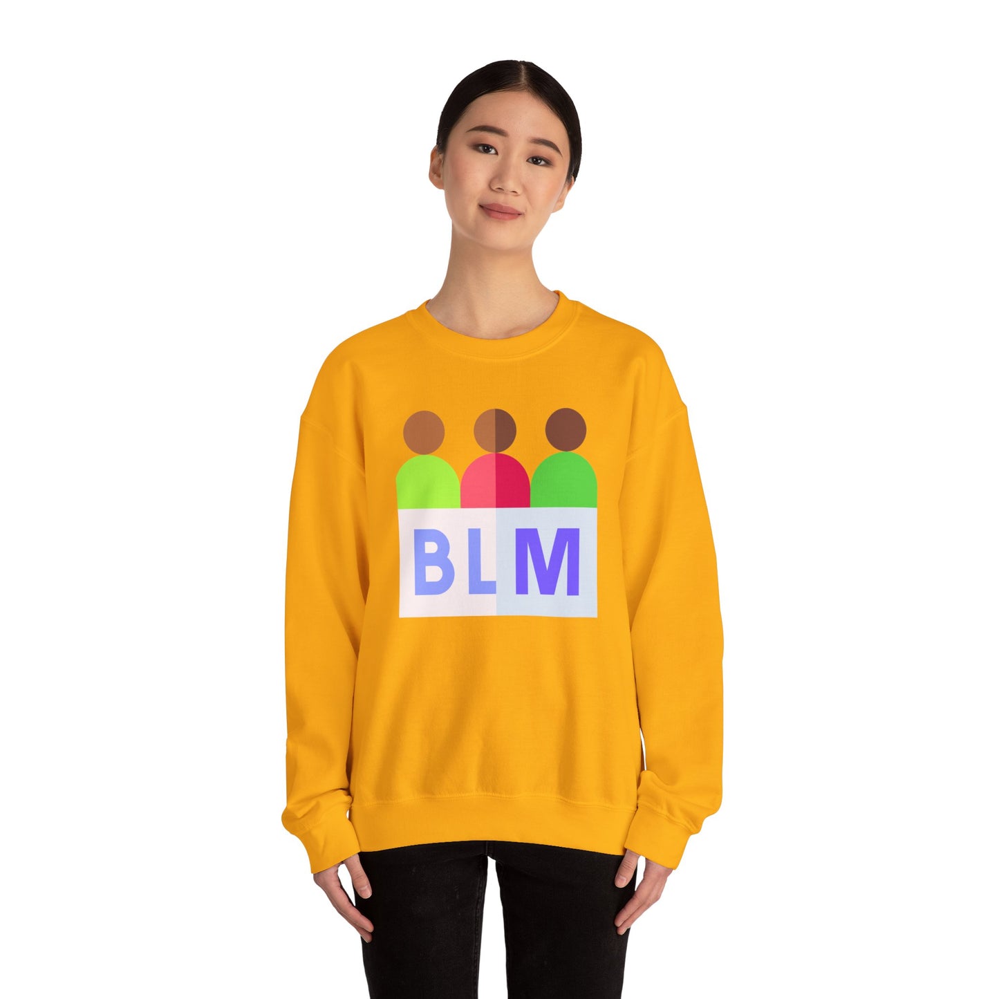 Unisex Heavy Blend™ Crewneck Sweatshirt Adult/Teen Activewear Black Lives Matter with Tan Brown Green and Purple Writing