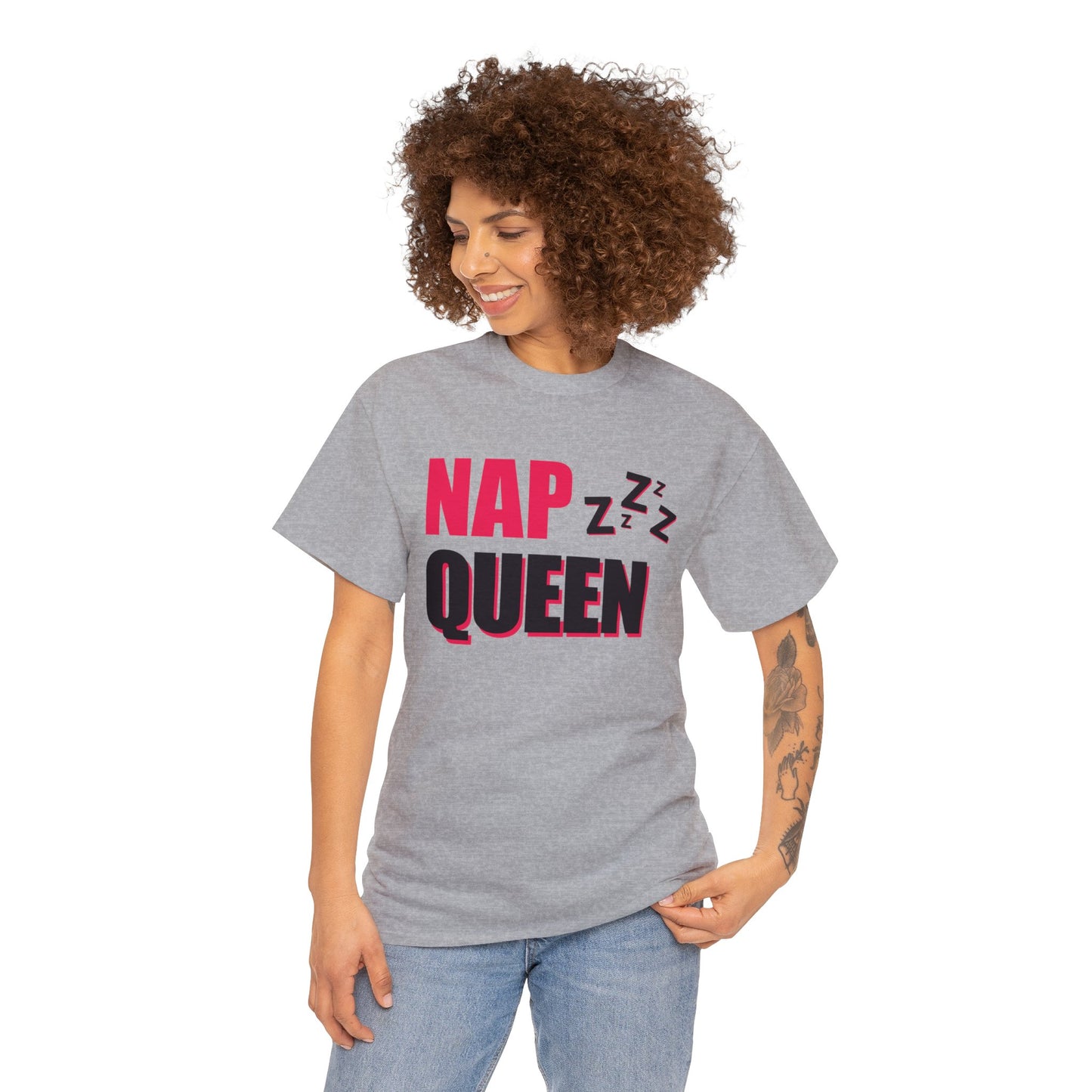 Unisex Heavy Cotton Tee Adult/Teen Activewear Nap Queen In Black Writing  Customizable Call 603-377-1833