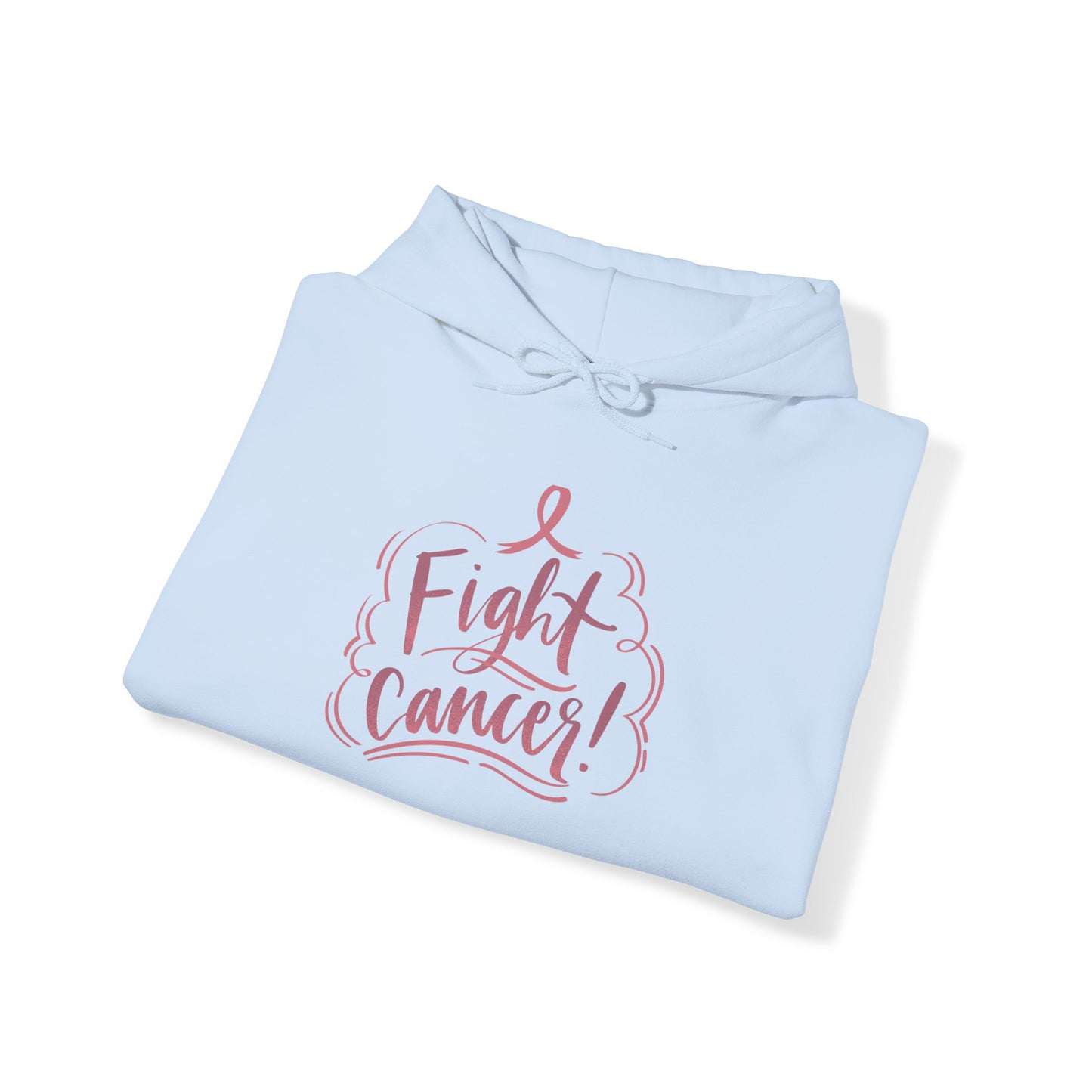 Unisex Heavy Blend™ Hooded Sweatshirt Adult/Teen Activewear fight Cancer Awareness in Pink Writing with Pink Ribbon