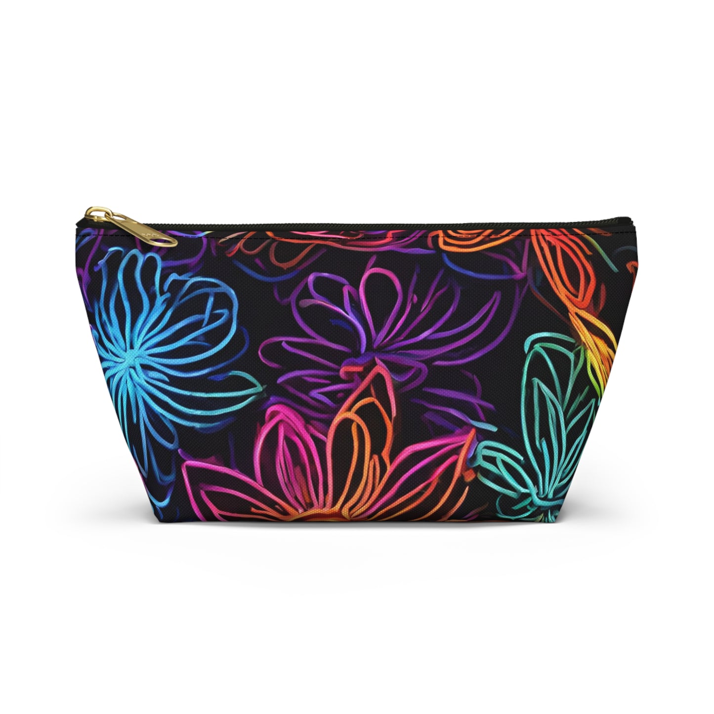 Accessory Pouch w T-bottom Adult/Teens Unisex Bright Pink Yellow Blue Purple Flower Pattern Customizable tiffany.trillo@icloud.com