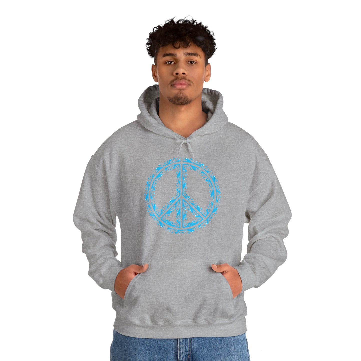 Unisex Heavy Blend™ Hooded Sweatshirt Adult/Teen Blue Peace Sign