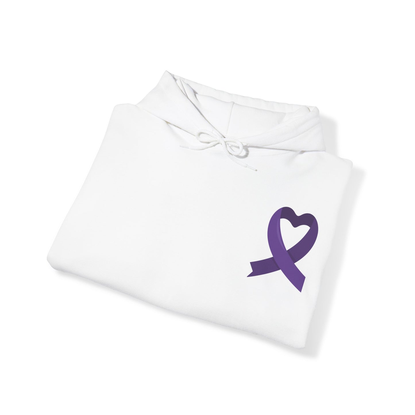 Unisex Heavy Blend™ Hooded Sweatshirt Adult/Teen Activewear Domestic Violence Awareness  Purple Ribbon on Front Different Race Women Silhouette on Back Colors Pink and Purple