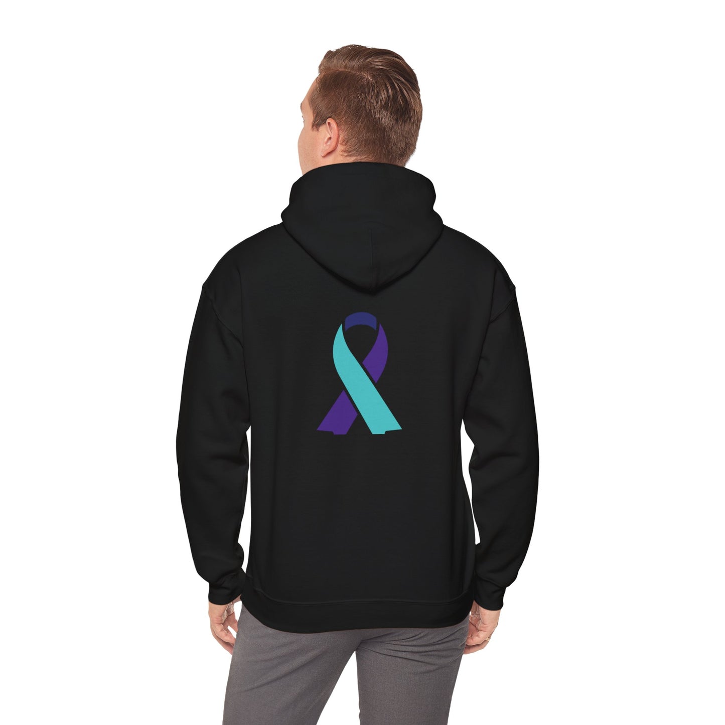 Unisex Heavy Blend™ Hooded Sweatshirt Adult/Teen Activewear Suicide Awareness Ribbon Teal/Purple Ribbon