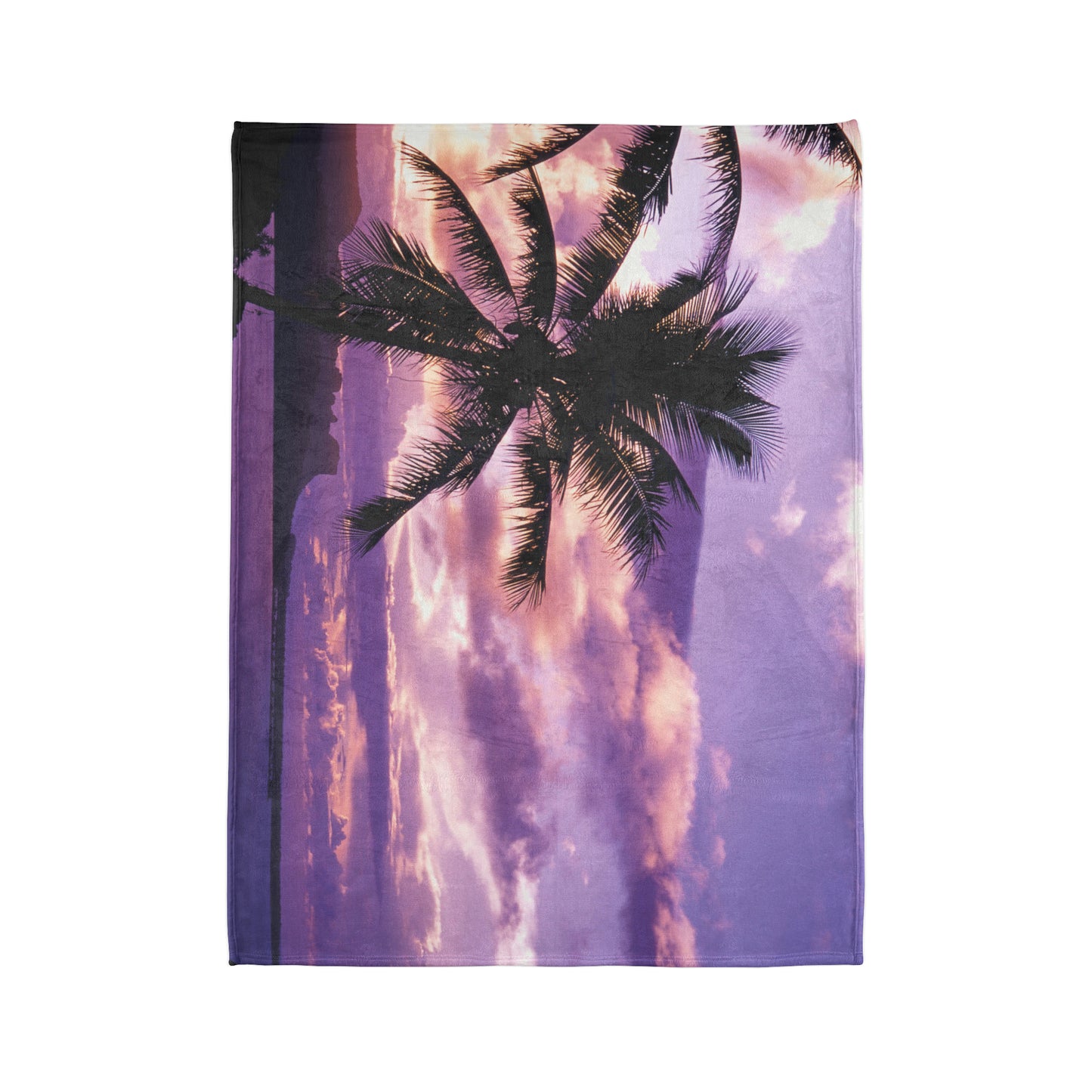 Soft Polyester Blanket Adult/Teen/Children Accessories Beautiful Purple Sunset With Palm Trees