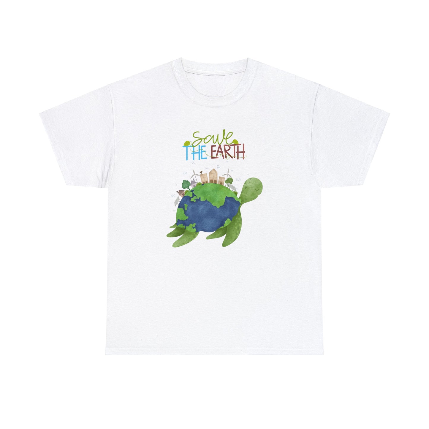 Unisex Heavy Cotton Tee Adult/Teen Activewear Shirt Comes In Many Colors Save The Earth With A Sea Turtle