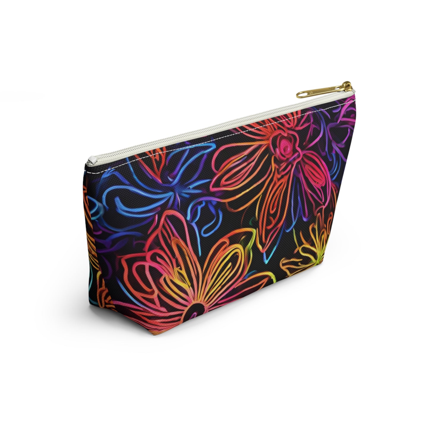 Accessory Pouch w T-bottom Adult/Teens Unisex Bright Pink Yellow Blue Purple Flower Pattern Customizable tiffany.trillo@icloud.com