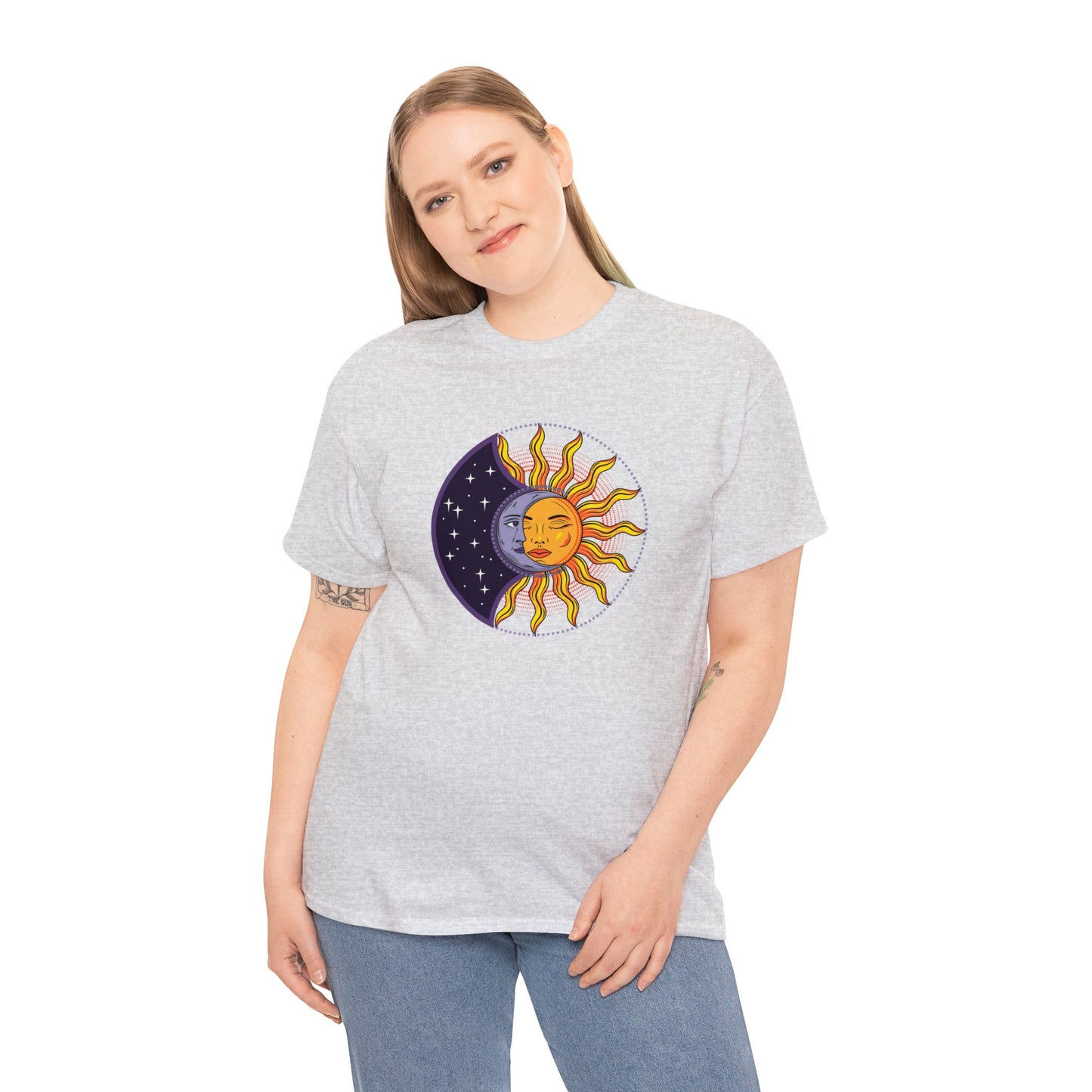 Unisex Heavy Cotton Tee Adult/Teen Activewear Sun and Moon Shirt Comes In Many Colors