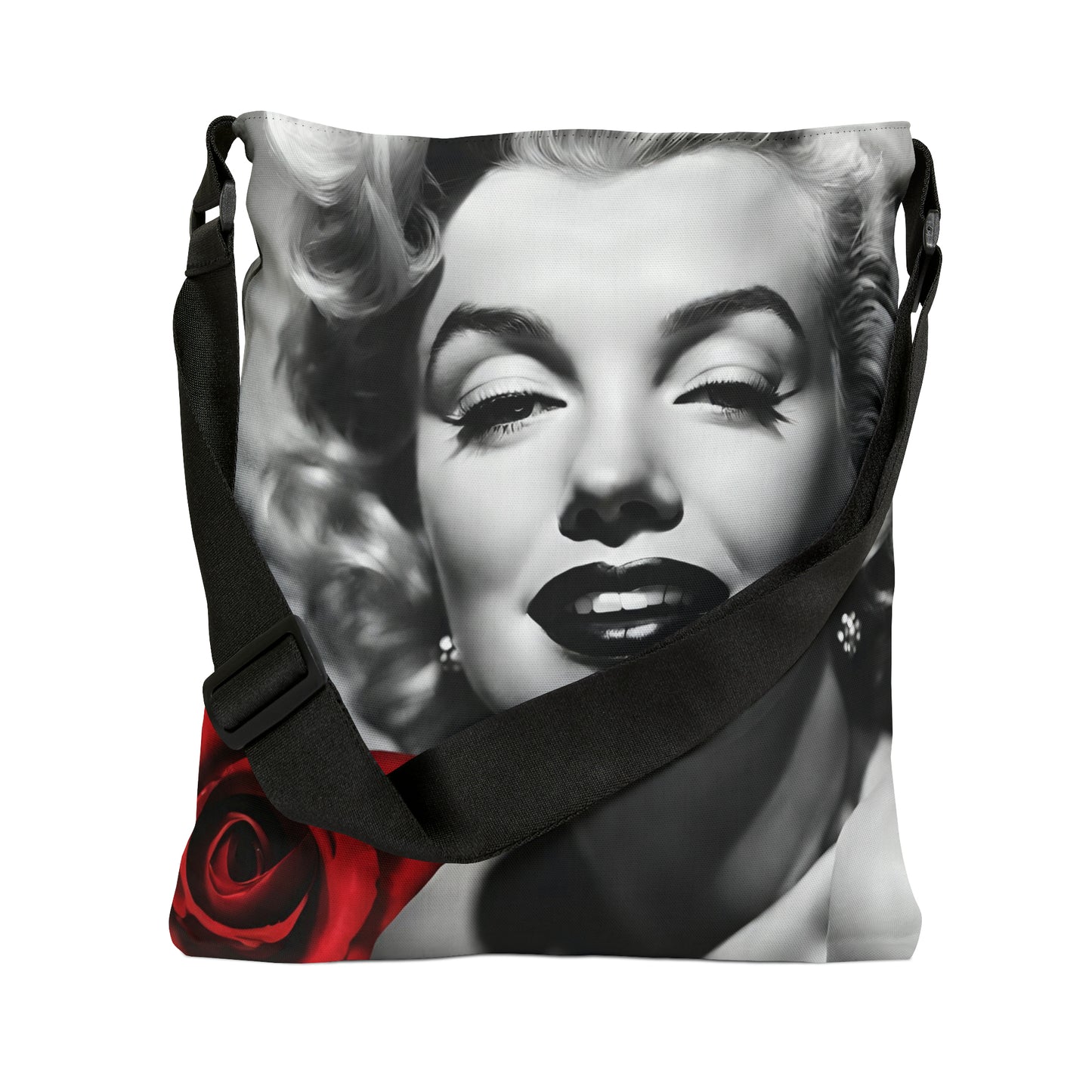 Adjustable Tote Bag (AOP) Adult Unisex Accessories Marilyn Monroe With  Red Rose