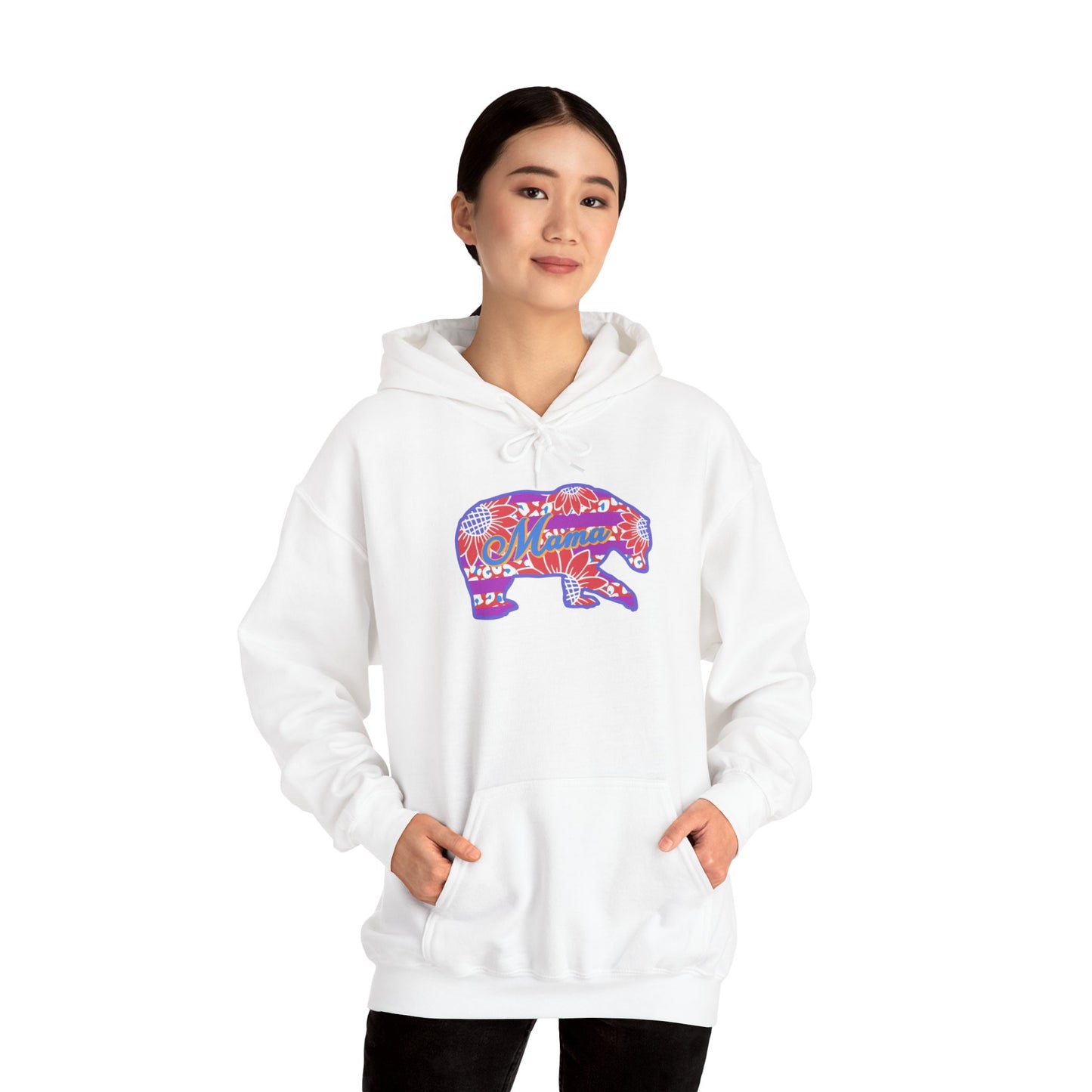 Unisex Heavy Blend™ Hooded Sweatshirt Adult Activewear Mama Bear Purple Bright Pink