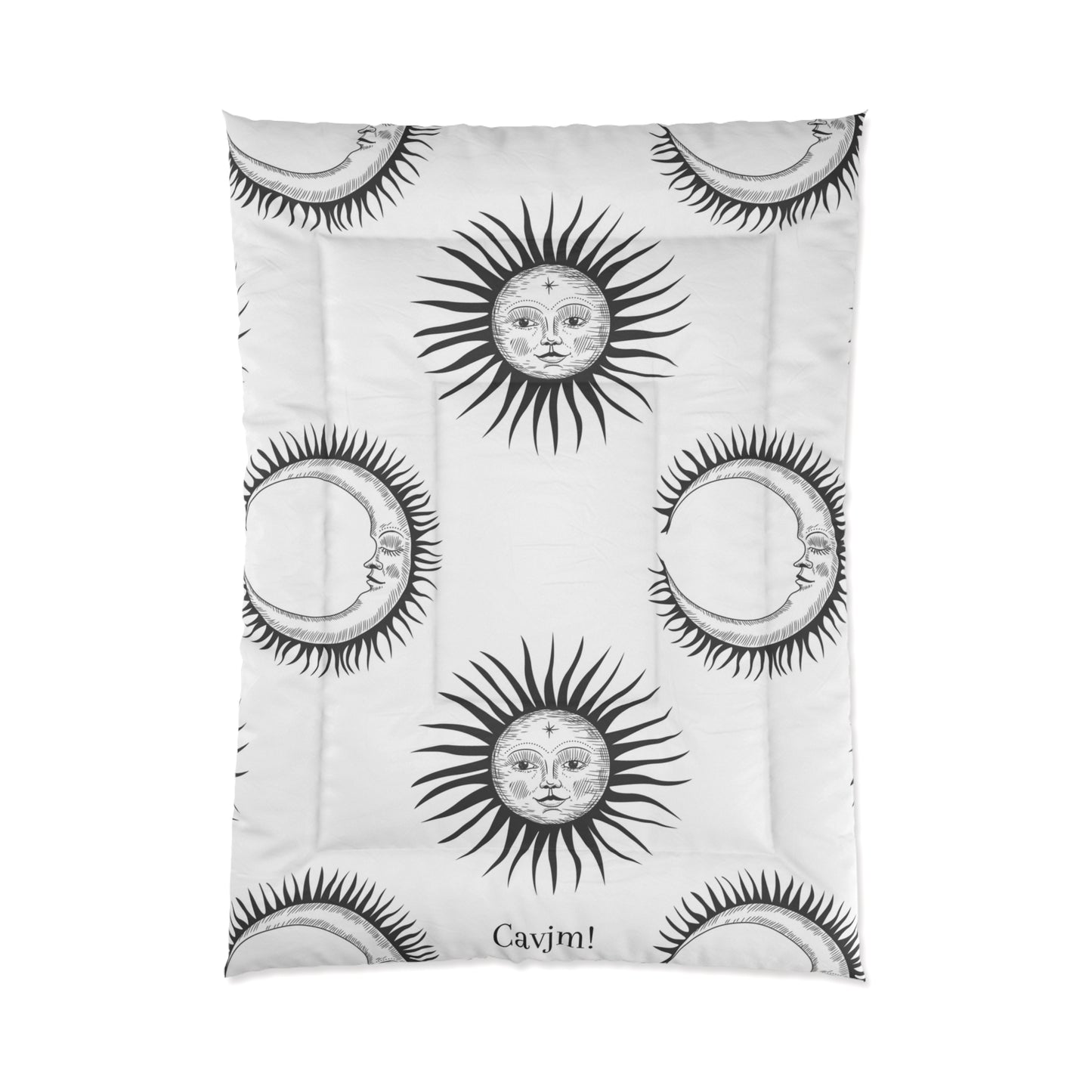 Comforter Accessories Decor Adult/Teen/Kids Bedroom Blanket Various Sizes Black and White Suns and Moons