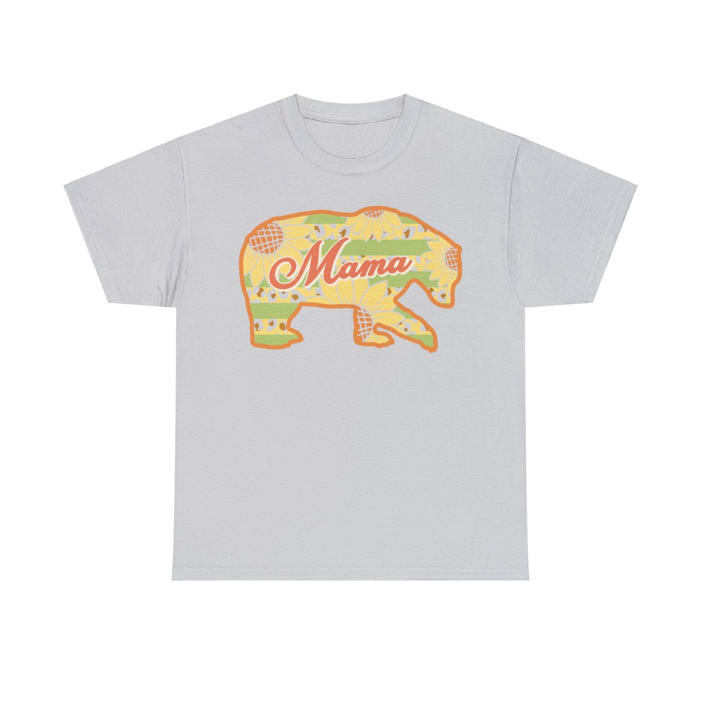 Unisex Heavy Cotton Tee Activewear Adult Mama Bear Many Colors Available Light Yellow Coral Design