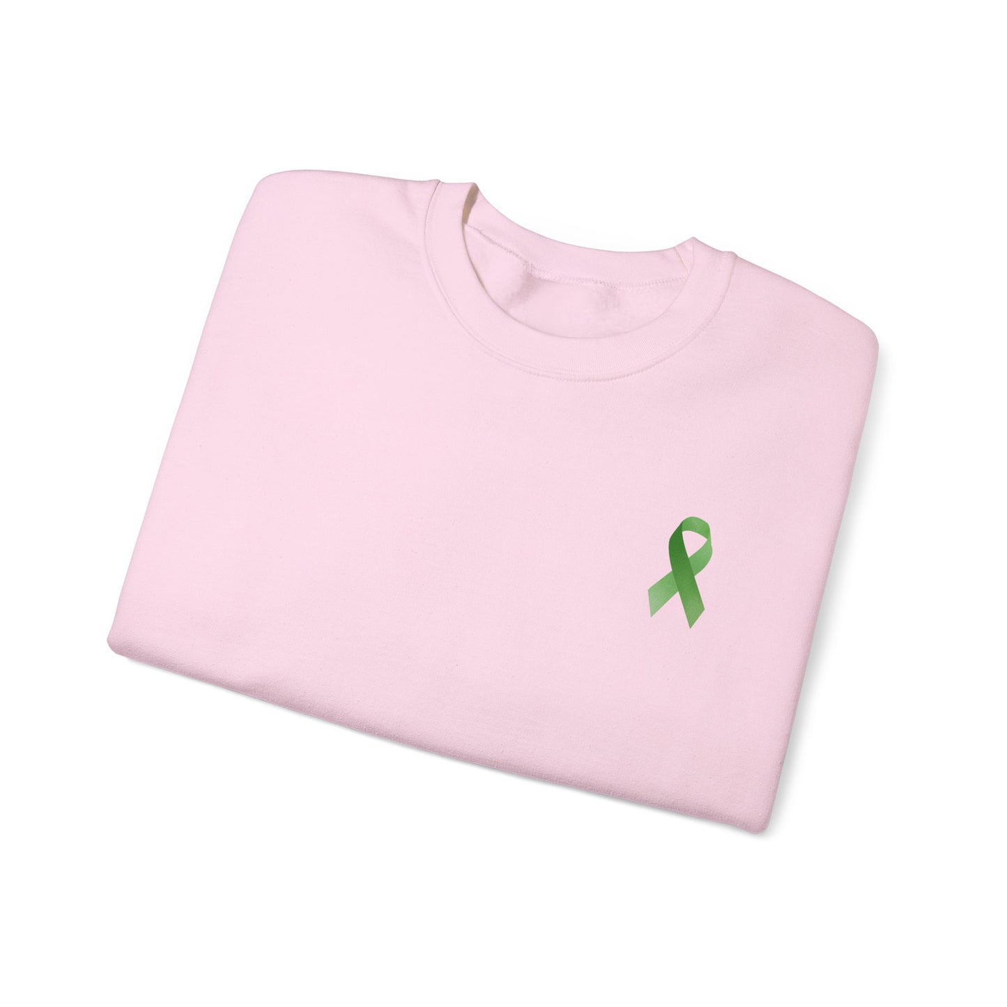 Unisex Heavy Blend™ Crewneck Sweatshirt Adult/Teen Activewear Mental Health Awareness Ribbon on Front Asking for Help Is OK on Right Sleeve