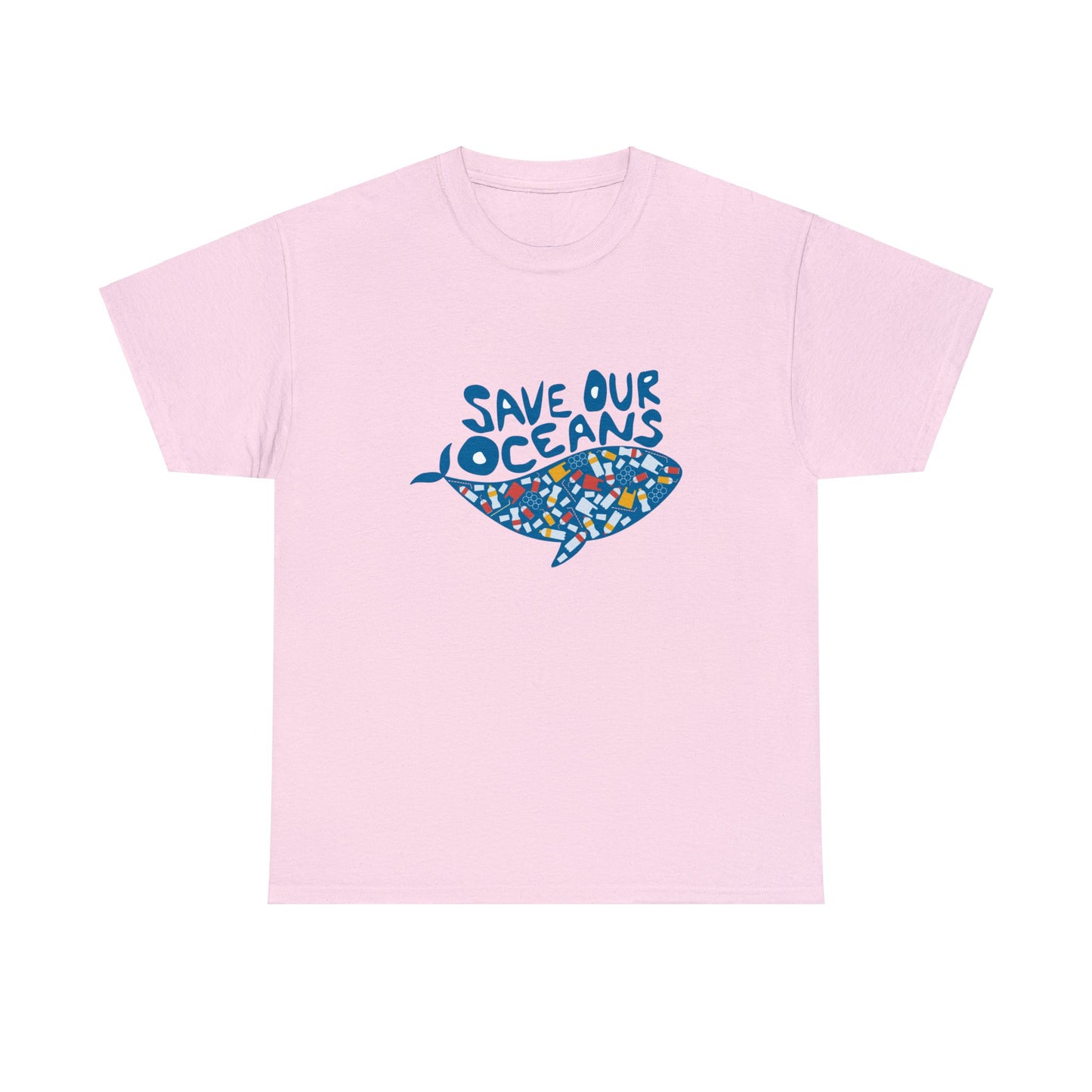 Unisex Heavy Cotton Tee Adult/Teen Activewear Shirt Comes In Many Colors Save Our Oceans Whale in Blue