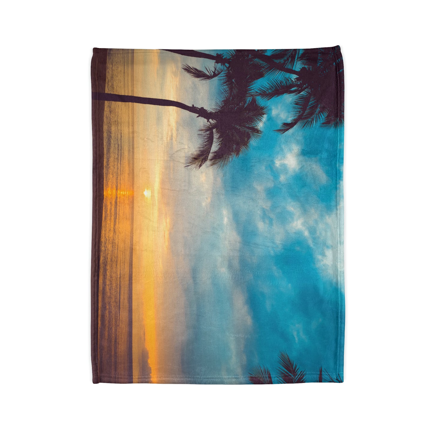 Soft Polyester Blanket Adult/Teen Sunset With Palm Trees Customizable Call 603-377-1833