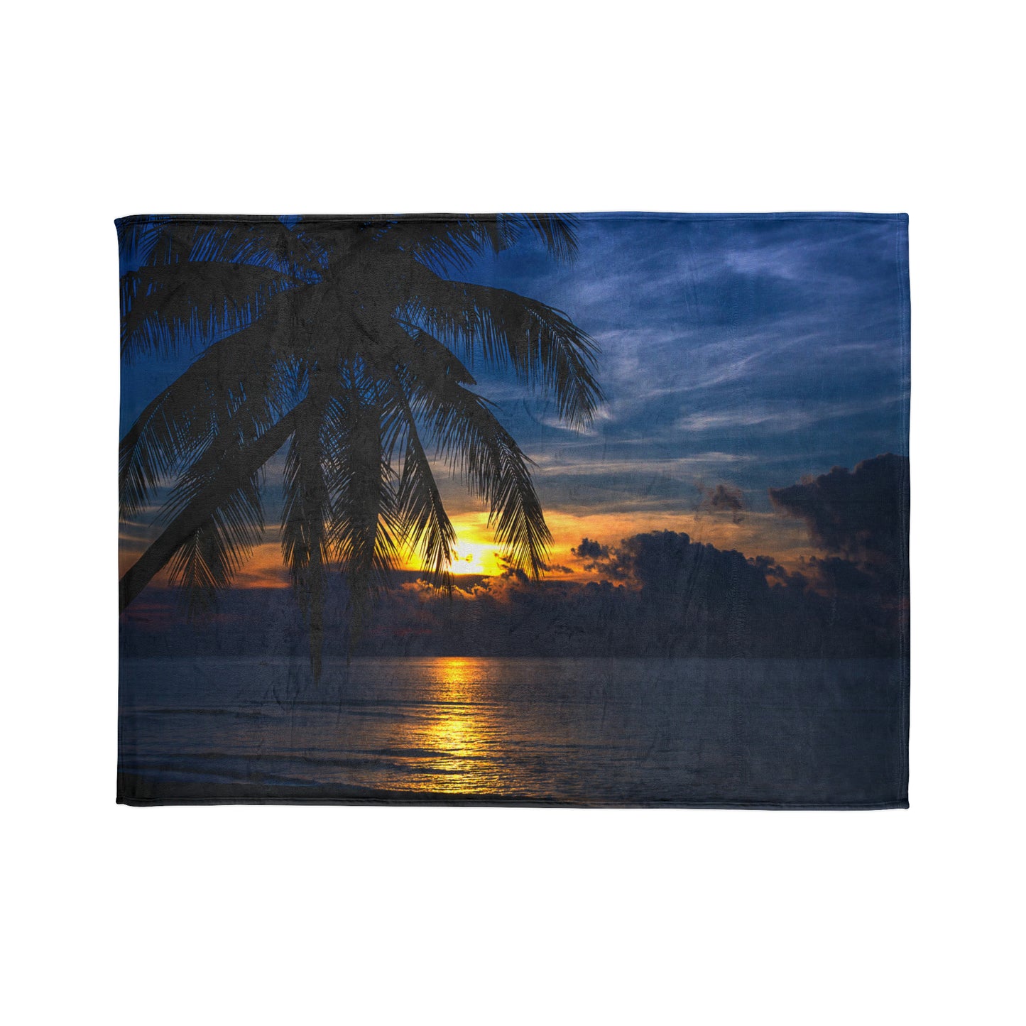 Soft Polyester Blanket Adult/Teen Accessories Summer Night Sky With Palm Tree Sunset