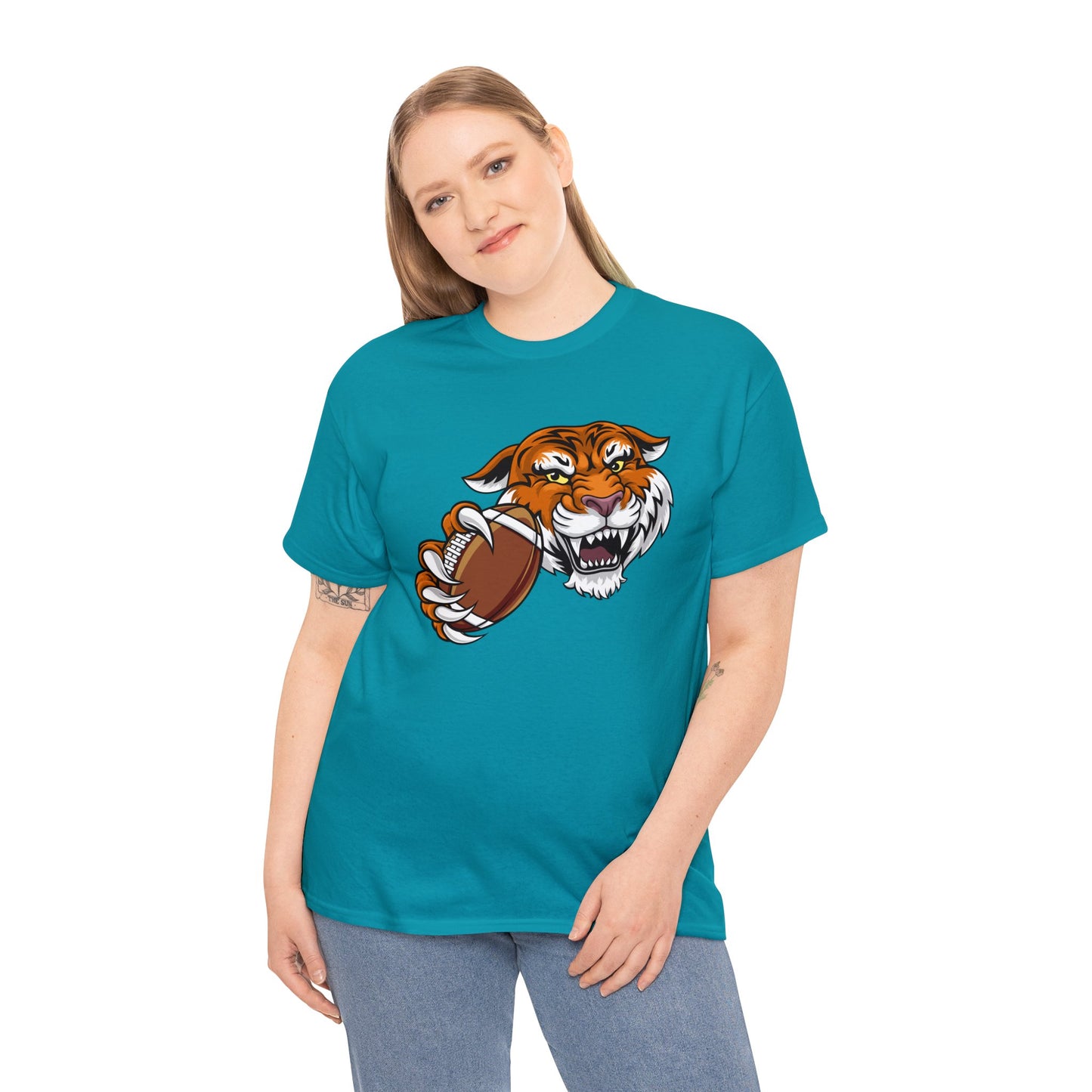 Unisex Heavy Cotton Tee Adult/Teen Activewear Tiger's Football Tea Generic Team Shirt Comes In Many Colors