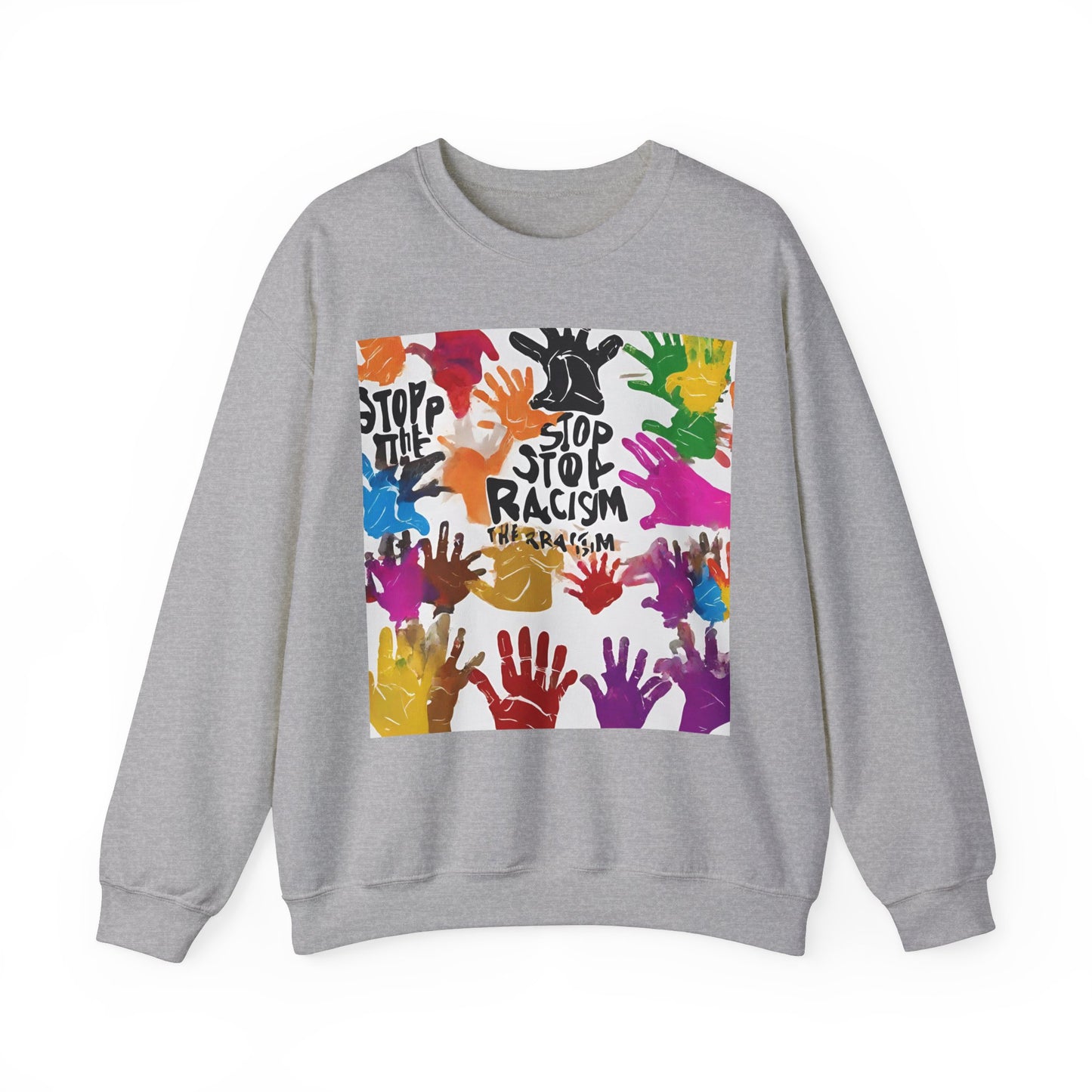 Unisex Heavy Blend™ Crewneck Sweatshirt Adult/Teen Stop Racism Awareness' Activewear Colors Red Yellow Blue Green