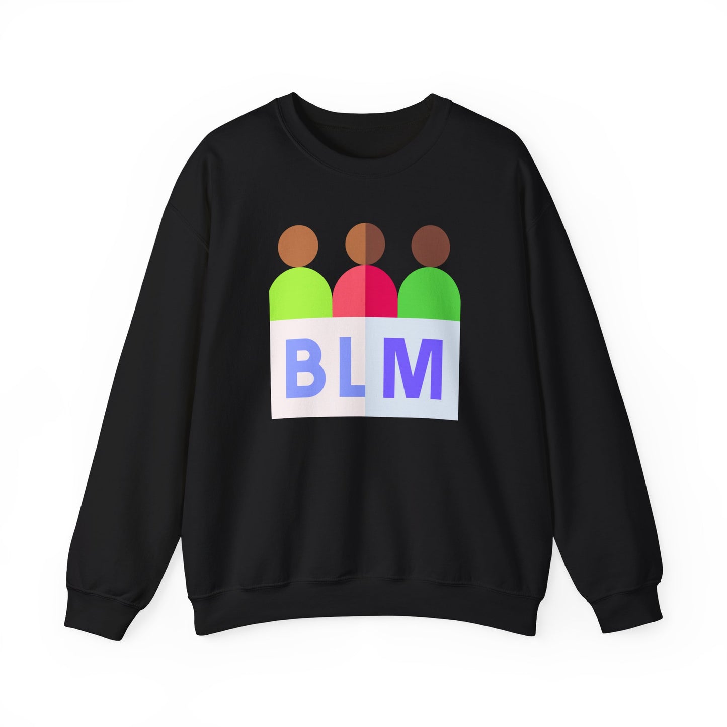 Unisex Heavy Blend™ Crewneck Sweatshirt Adult/Teen Activewear Black Lives Matter with Tan Brown Green and Purple Writing